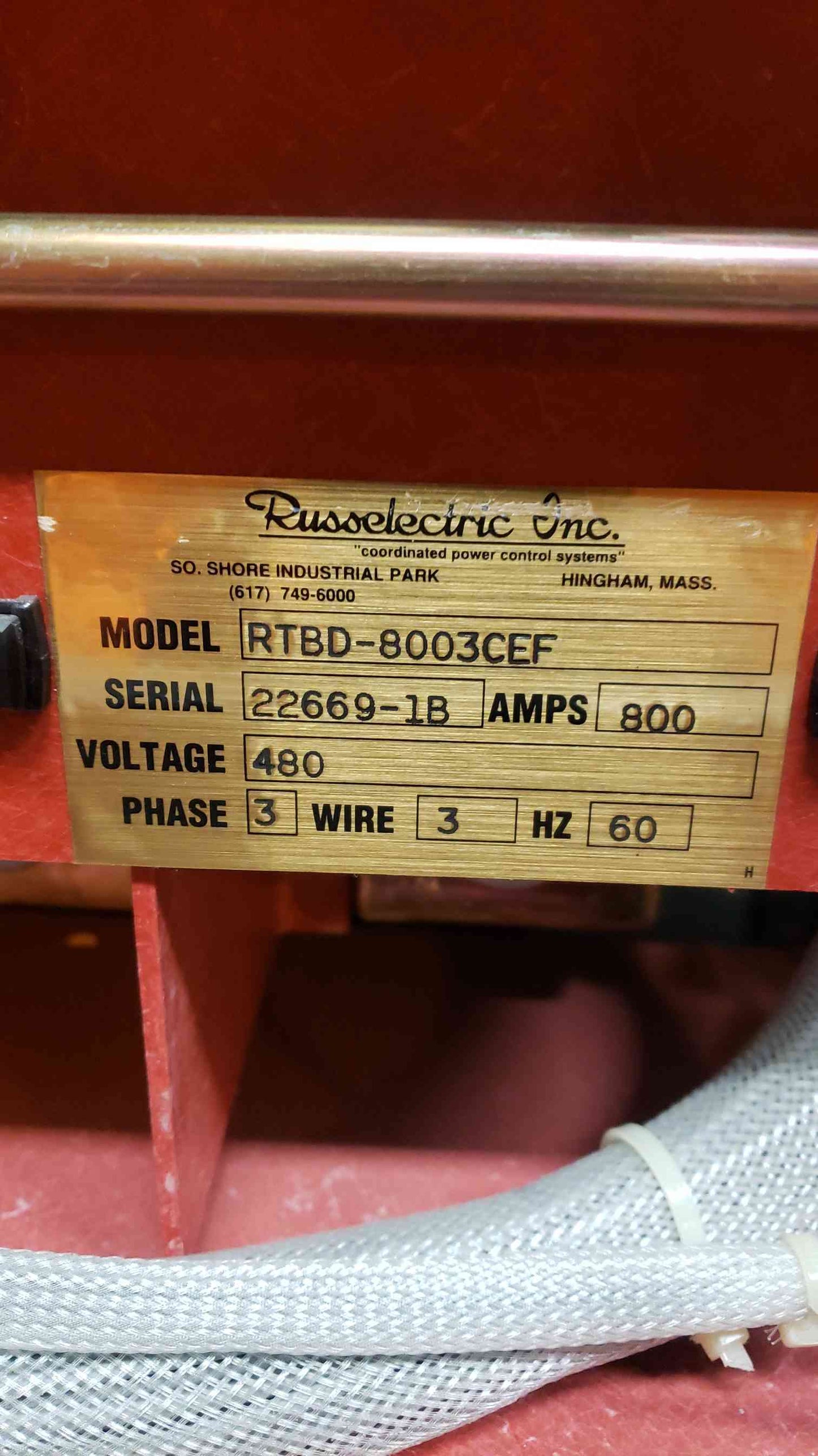 800A Russelectric ATS 480v RTBD8003CEF Automatic Transfer Switch (101359)(101359)