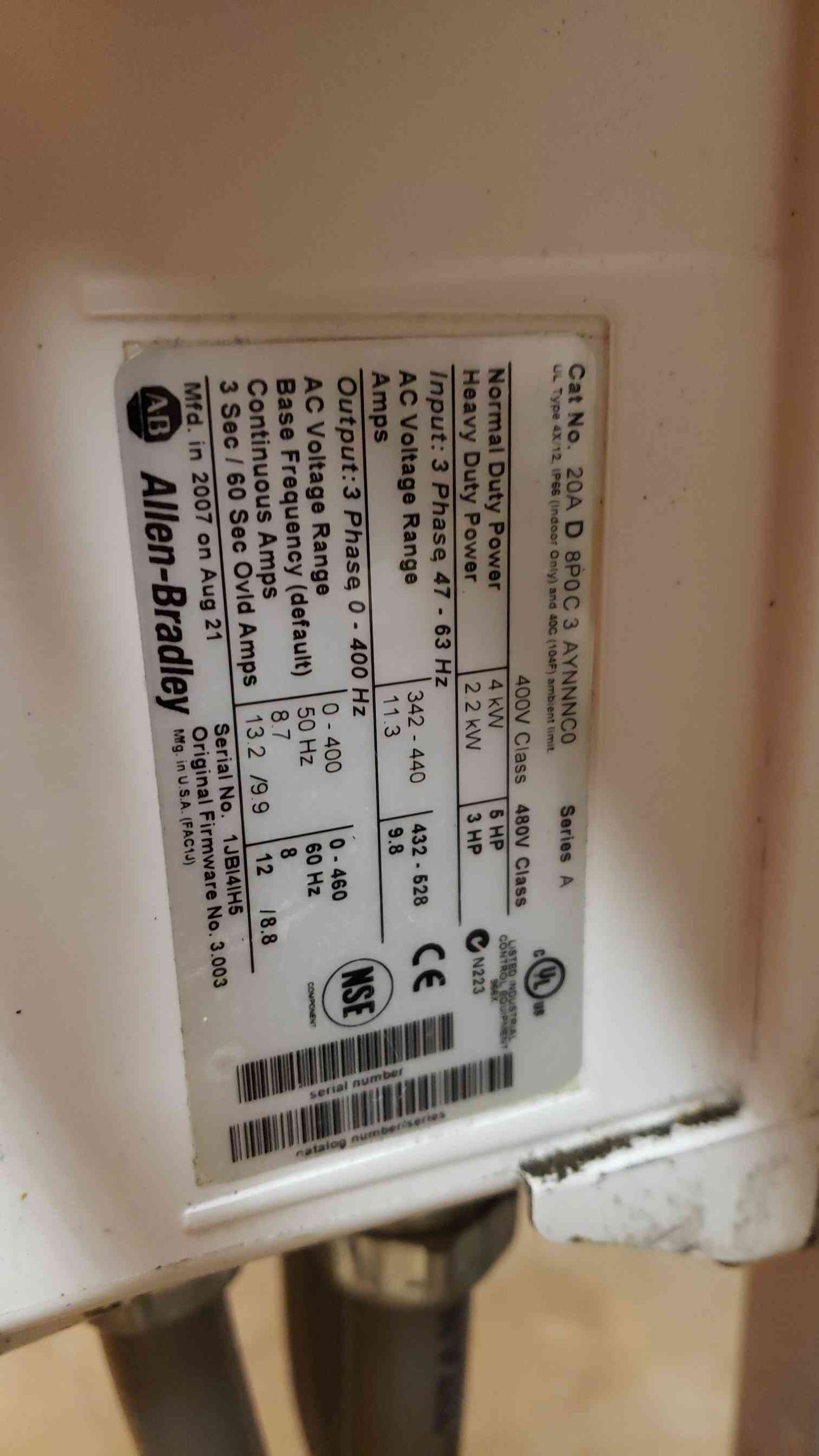 Busch 5HP Vacuum Pump NC0070.ABM6.00RF w/ AllenBradley Controller (SKU: 3066AA)(3066AA)