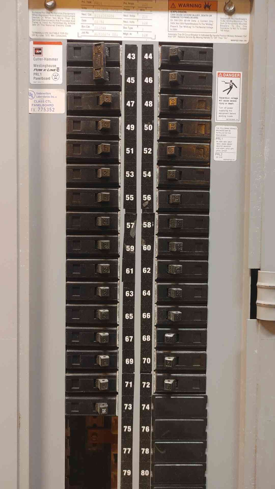 CutlerHammer 120/208V 225A Panel Box PRL1 (SKU: 5055AA)(5055AA)