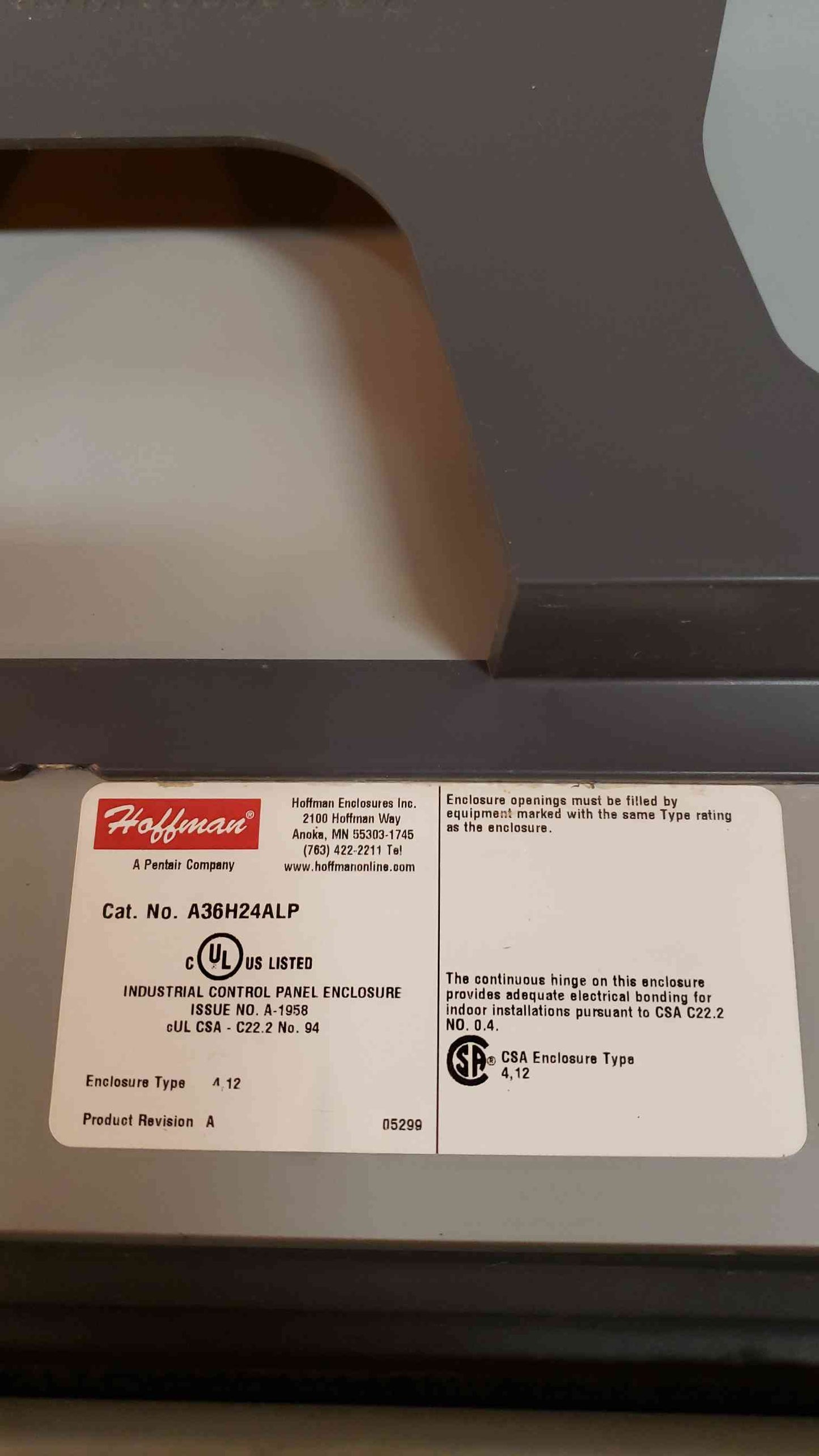 Hoffman Industrial Control Panel Enclosure A36H24ALP (SKU: 3080AA)(3080AA)