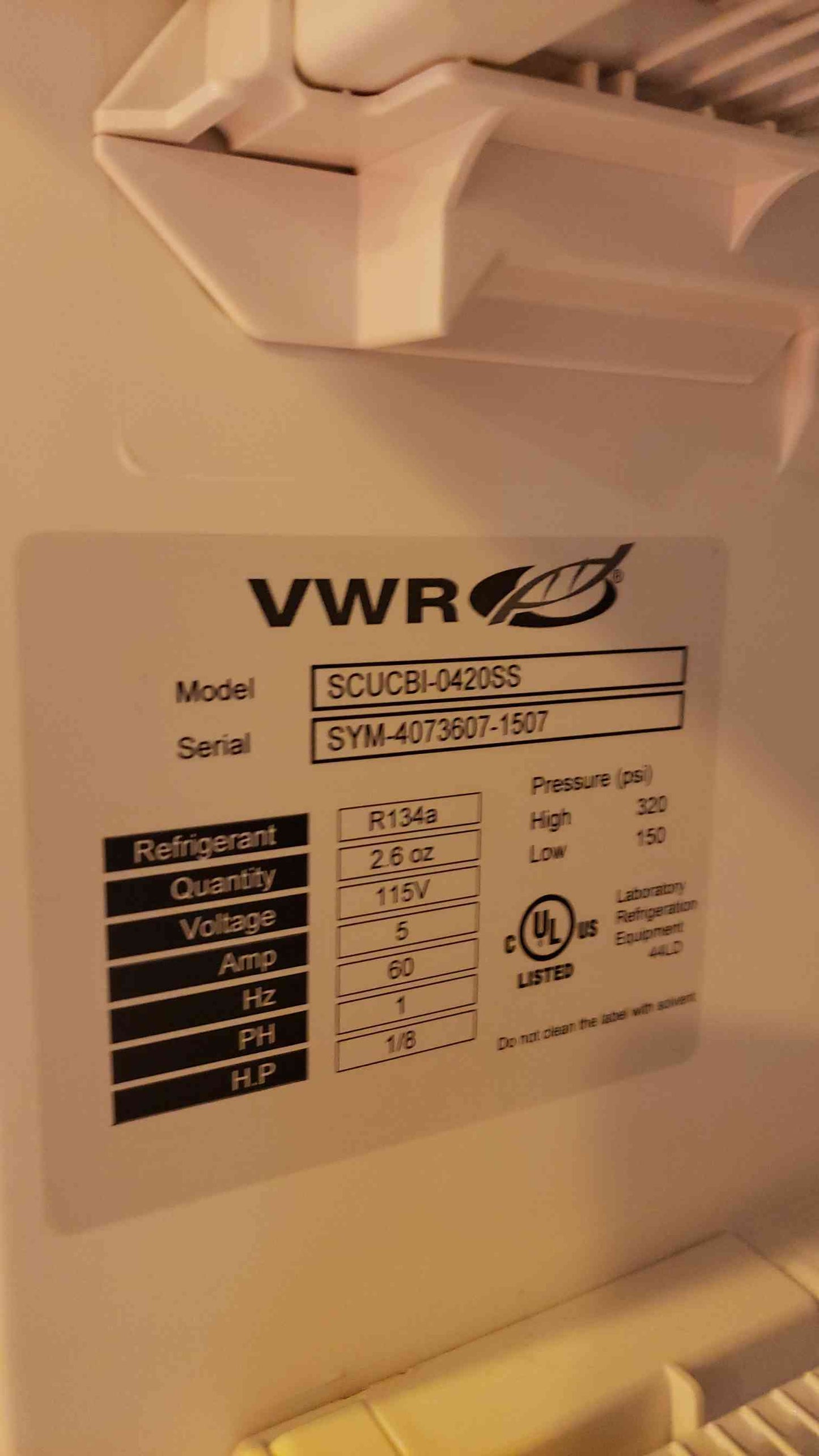 4.2 CU FT VWR Stainless Steel Mini Freezer SCUCBI-0420SS (SKU: 4073AA)(4073AA)