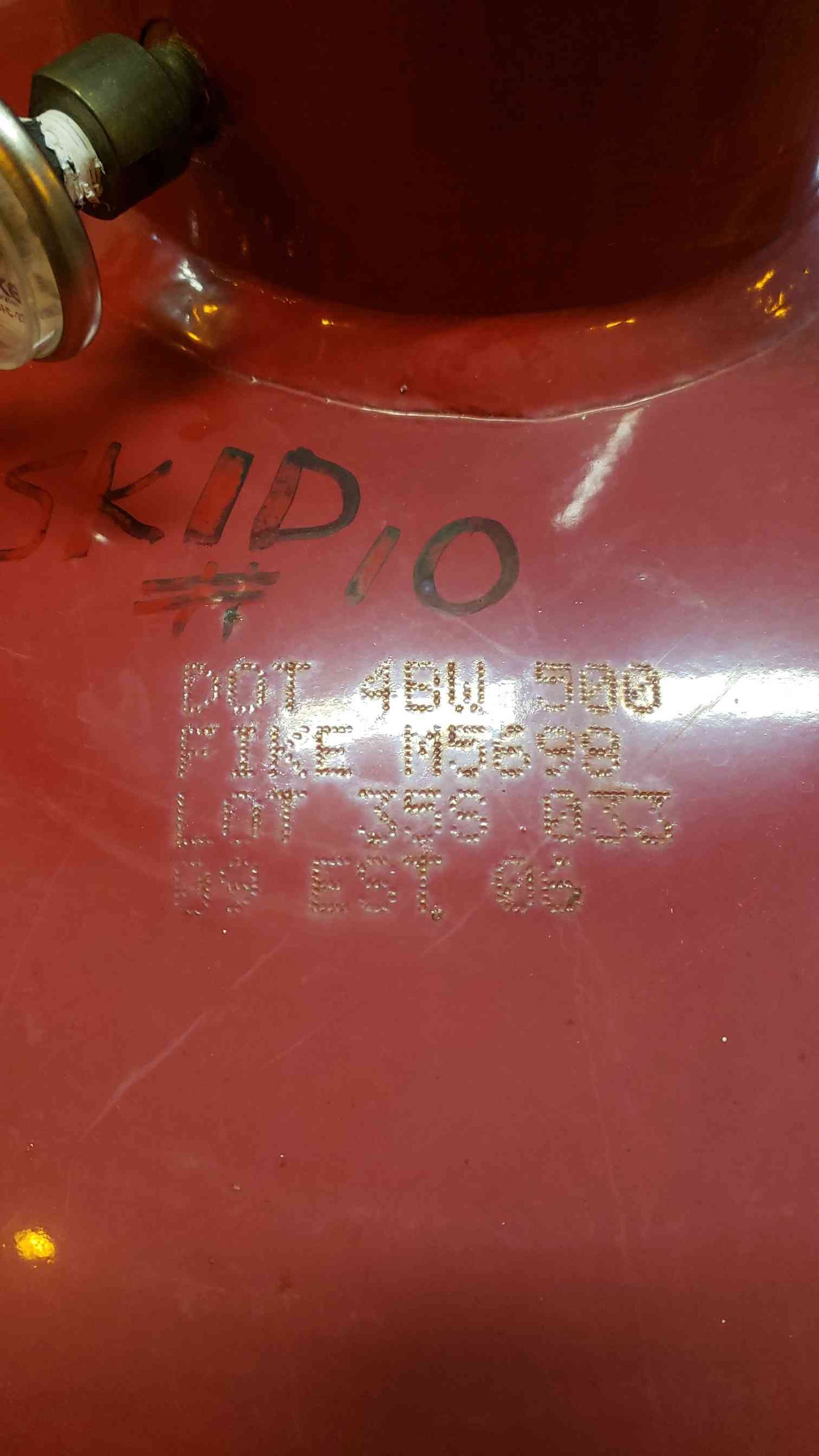 133 Lbs FM-200 Buckeye Fire Clean Agent Cylinder Partly Full (SKU: 4105AA)(4105AA)