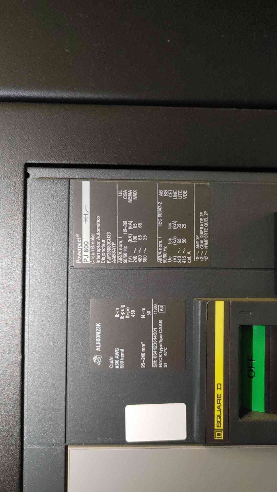 Square D Powerpact PJ800 W/ Trip PJP36080CU33 (3122AA)(3122AA)