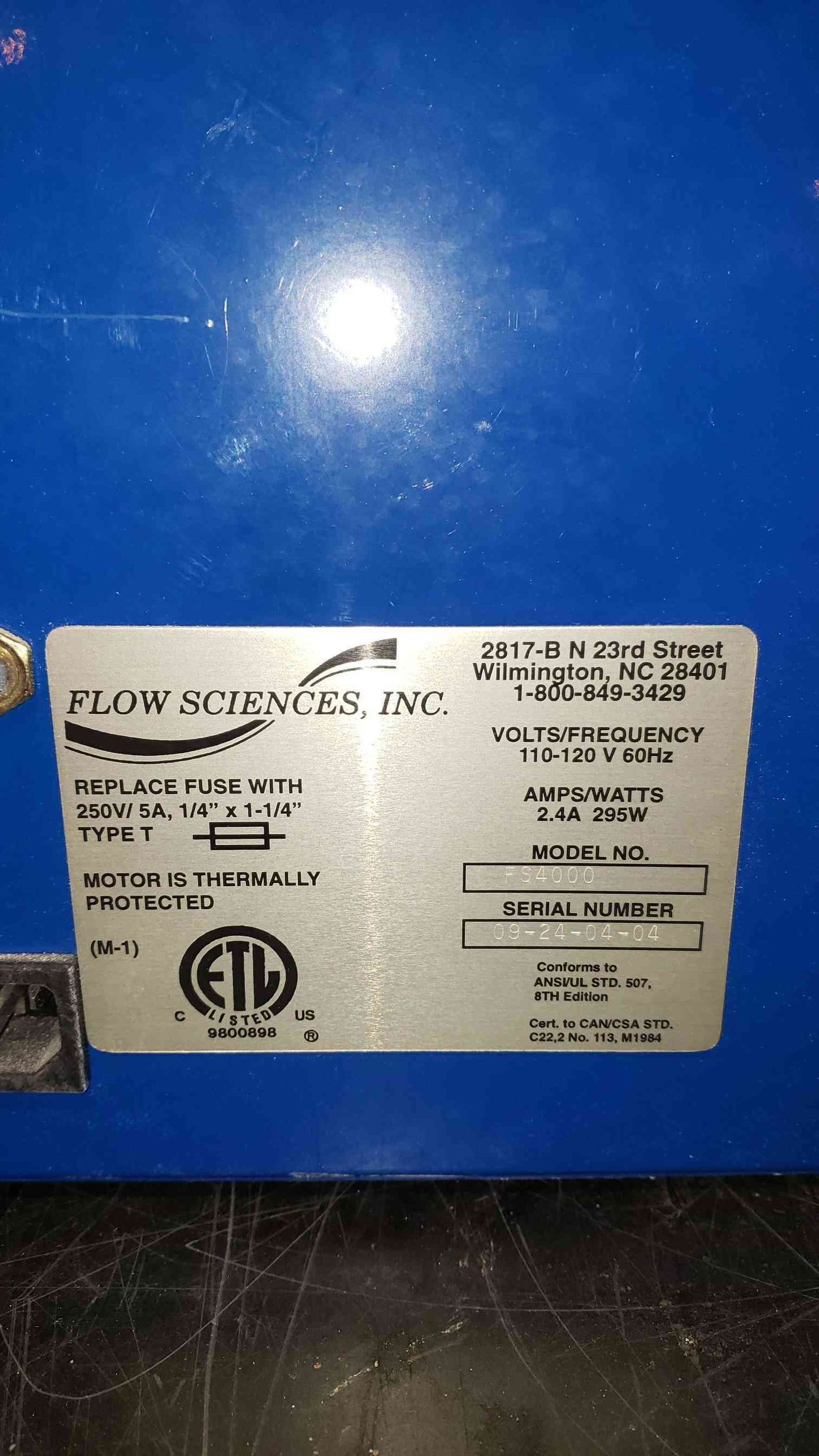 Flow Sciences Bench top Fume Hood Filter FS4000 (SKU: 5100AA)(5100AA)