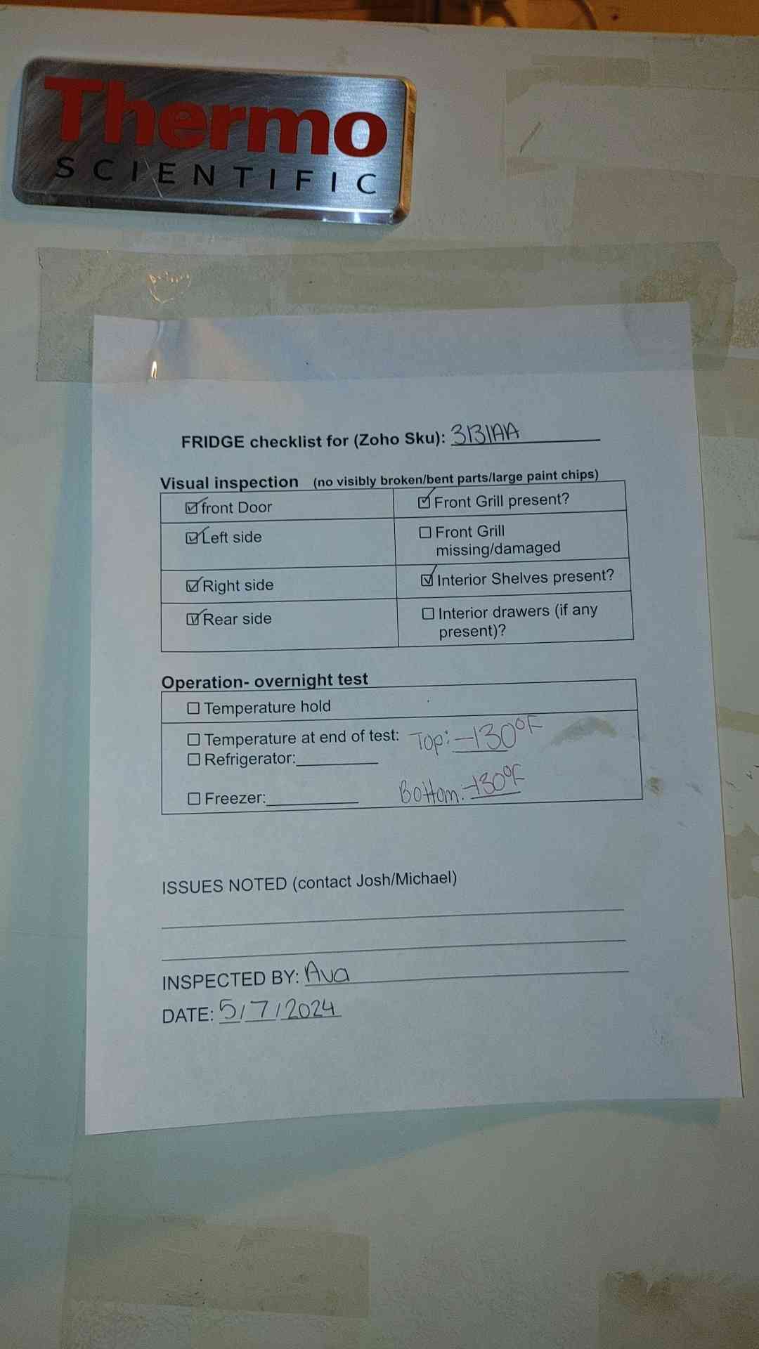 Thermo Scientific Ultra Low -86C Freezer Holds Temp TESTED (SKU: 3131AA)(3131AA)