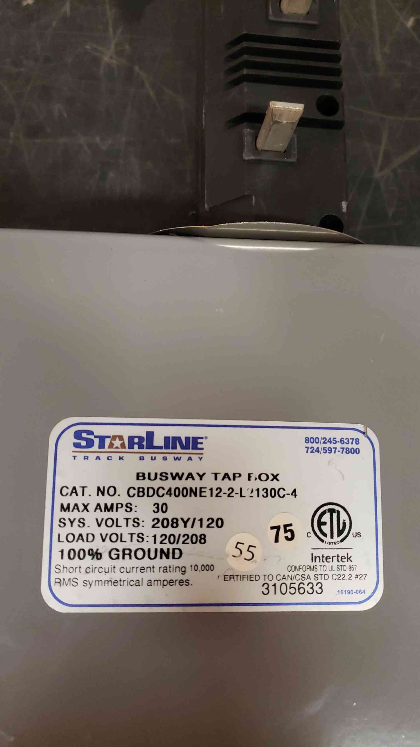 Starline 30A 208Y/120 Busway Tap Box CBDC400NE122L2130C4 (SKU: 13990AA)(13990AA)