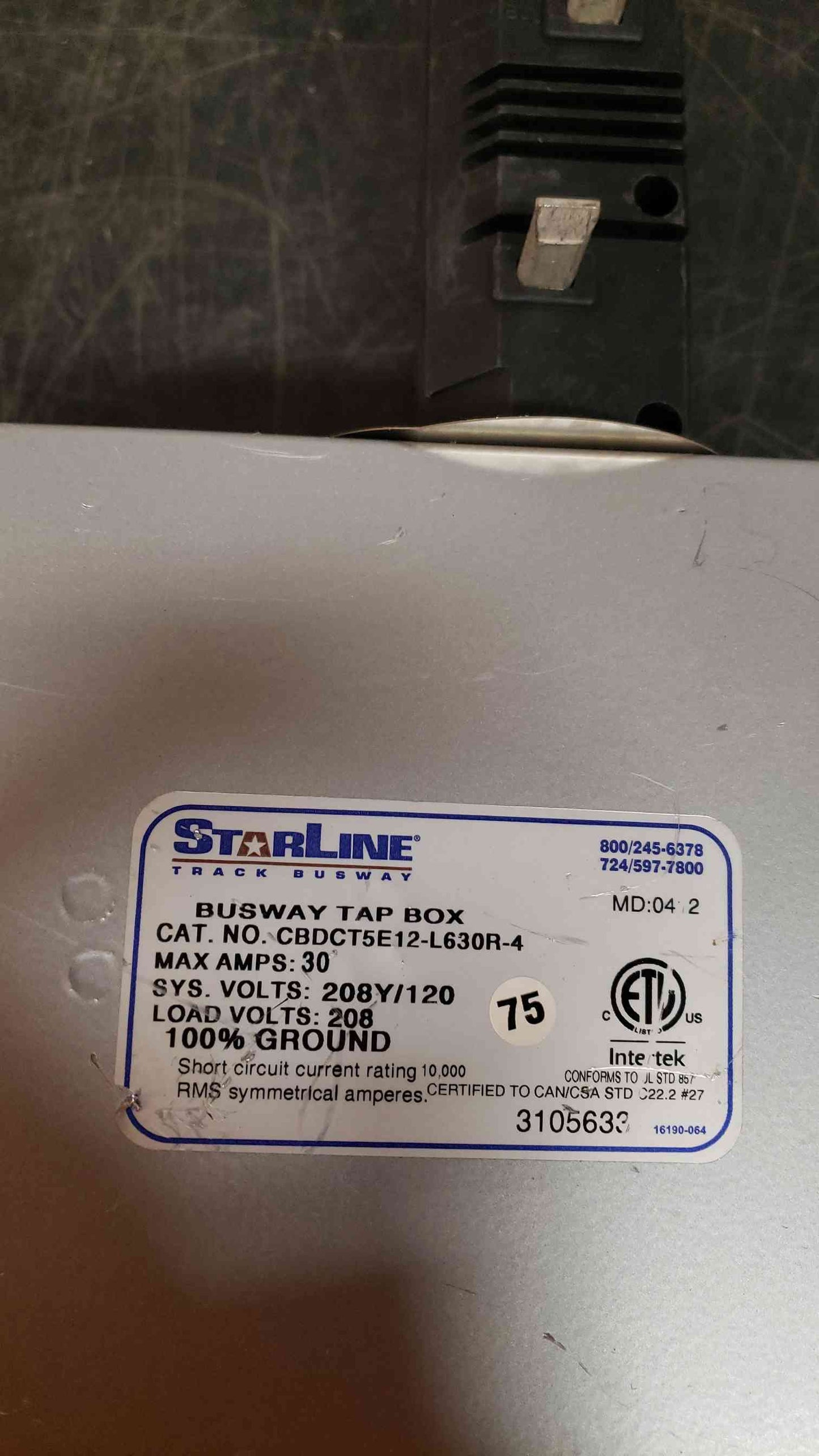 Starline 30A Busway Tap Box 208Y/120 CBDCT5E12L630R430A(13991AA)