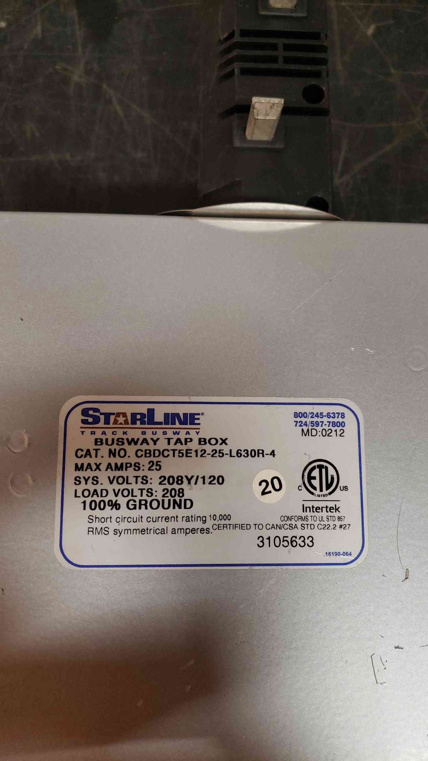 Starline 25A Busway Tap Box CBDCT5E1225L630R4 (SKU:13992AA)(13992AA)