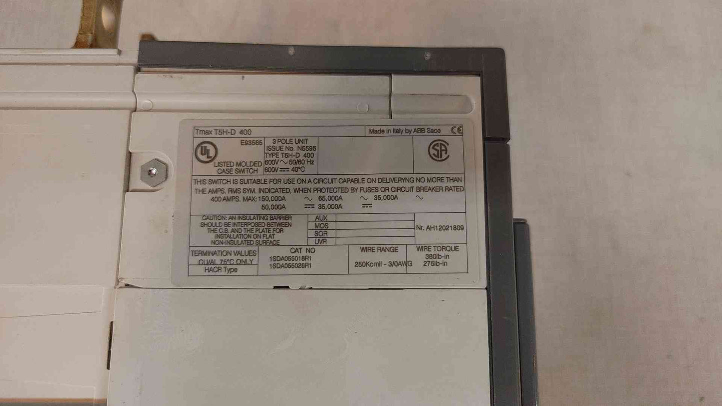 ABB Tmax T5HD 400A Breaker (3613AA)(3613AA)