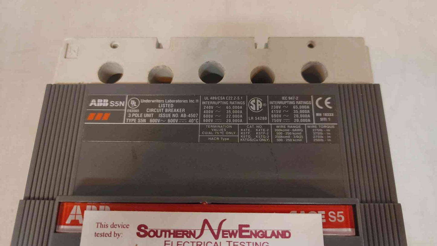 400A ABB S5N 3 Pole AL01033397 AB4507 SACE PR211 (3614AA)(3614AA)
