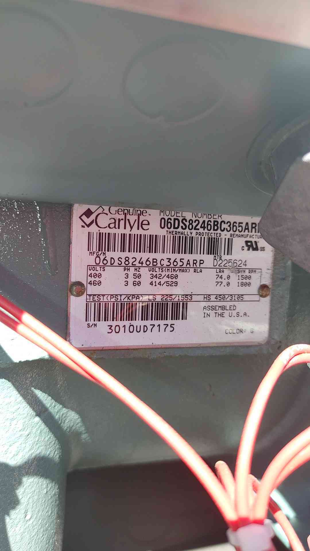 Carlyle Air Compressor 06DS8246BC365ARP (3632AA(3632AA)