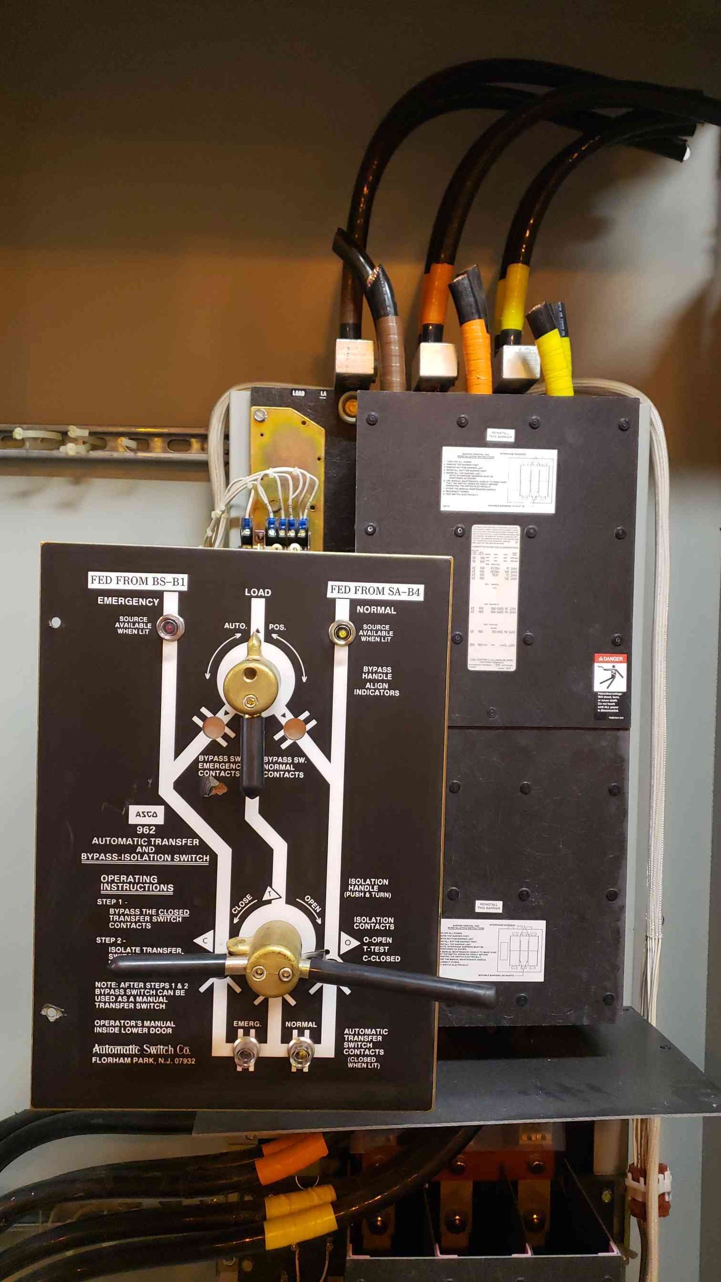 ASCO ATS Bypass Isolation Switch 800A 480V 3Ph E962380097XC (SKU:14994AA)(14994AA)