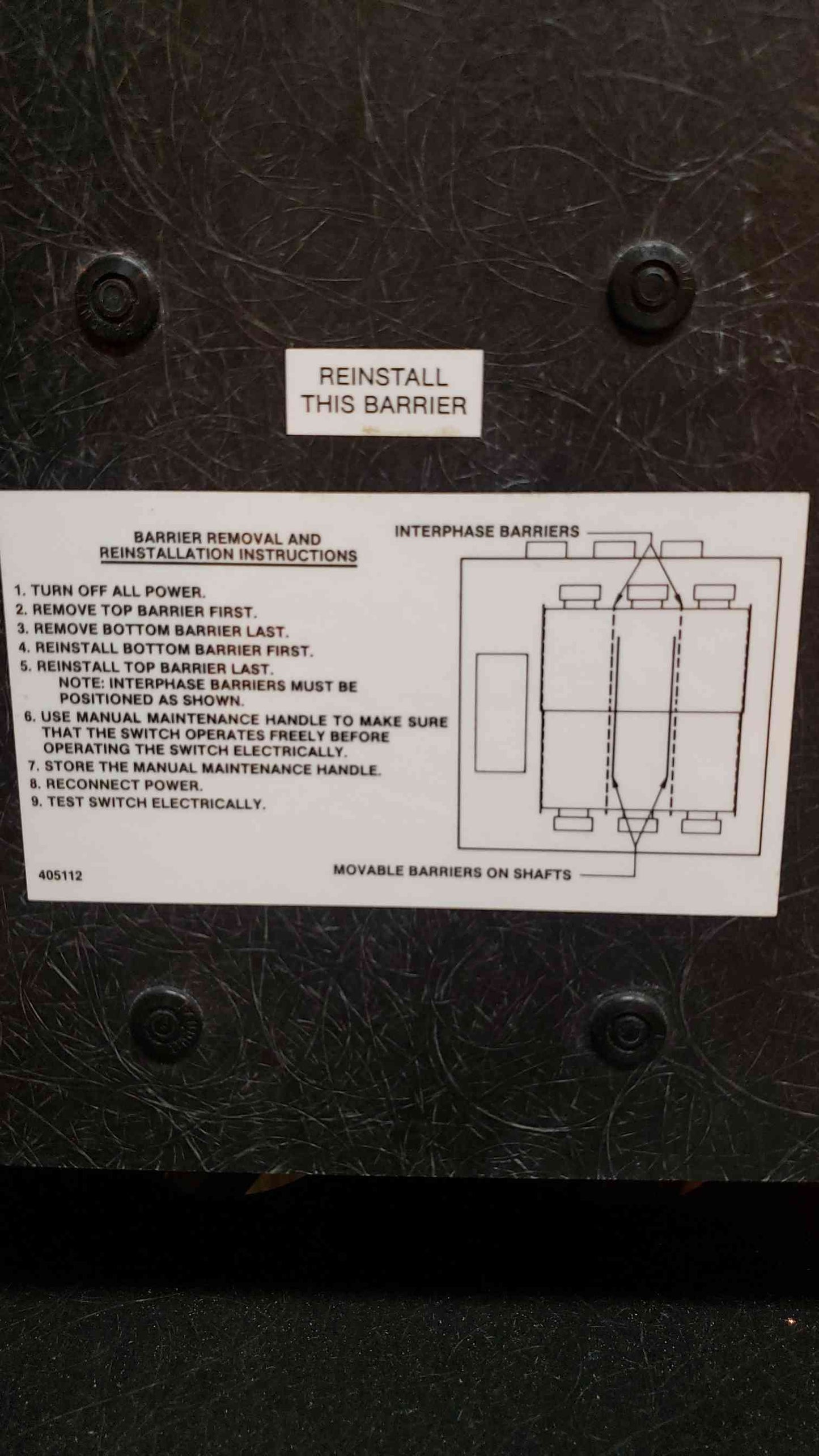 ASCO ATS Bypass Isolation Switch 800A 480V 3Ph E962380097XC (SKU:14994AA)(14994AA)