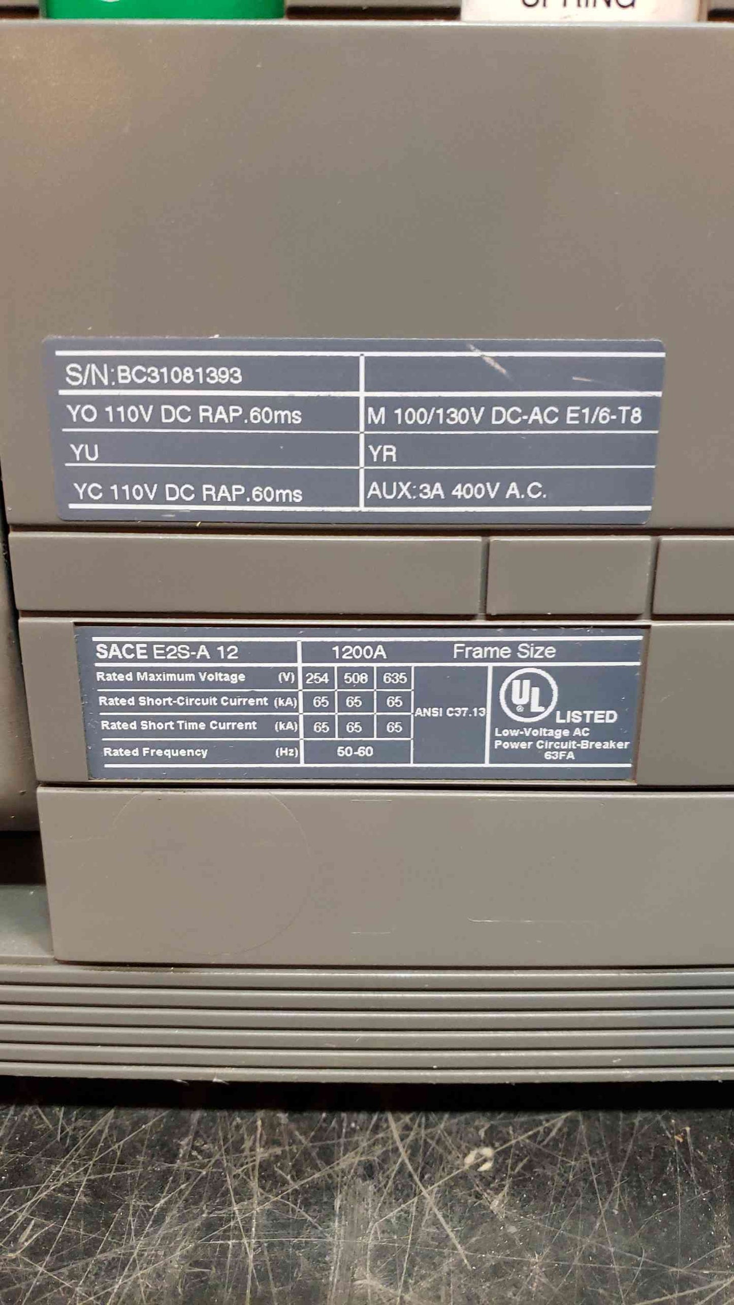 1200A ABB SACE Emax E2 E2SA Circuit Breaker (SKU: 103161)(103161)
