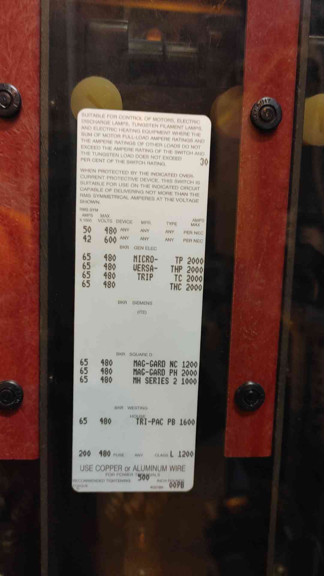 Asco Automatic Switch Co. Switchboard 32763 208Y/120 3PH 600A (SKU:103216)(103216)