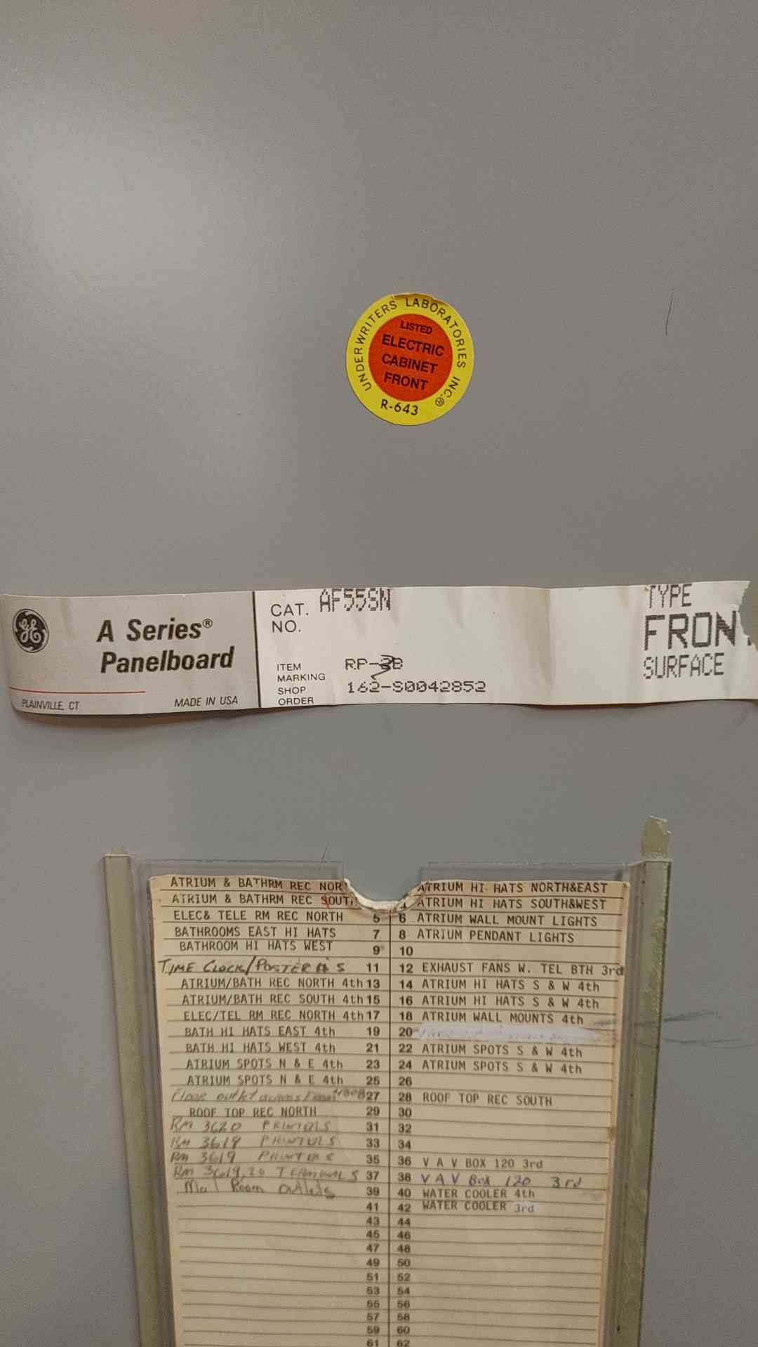 AF55SN GE A Series Panelboard 120/240V 225A 3PH 4W w/ Main(103441)