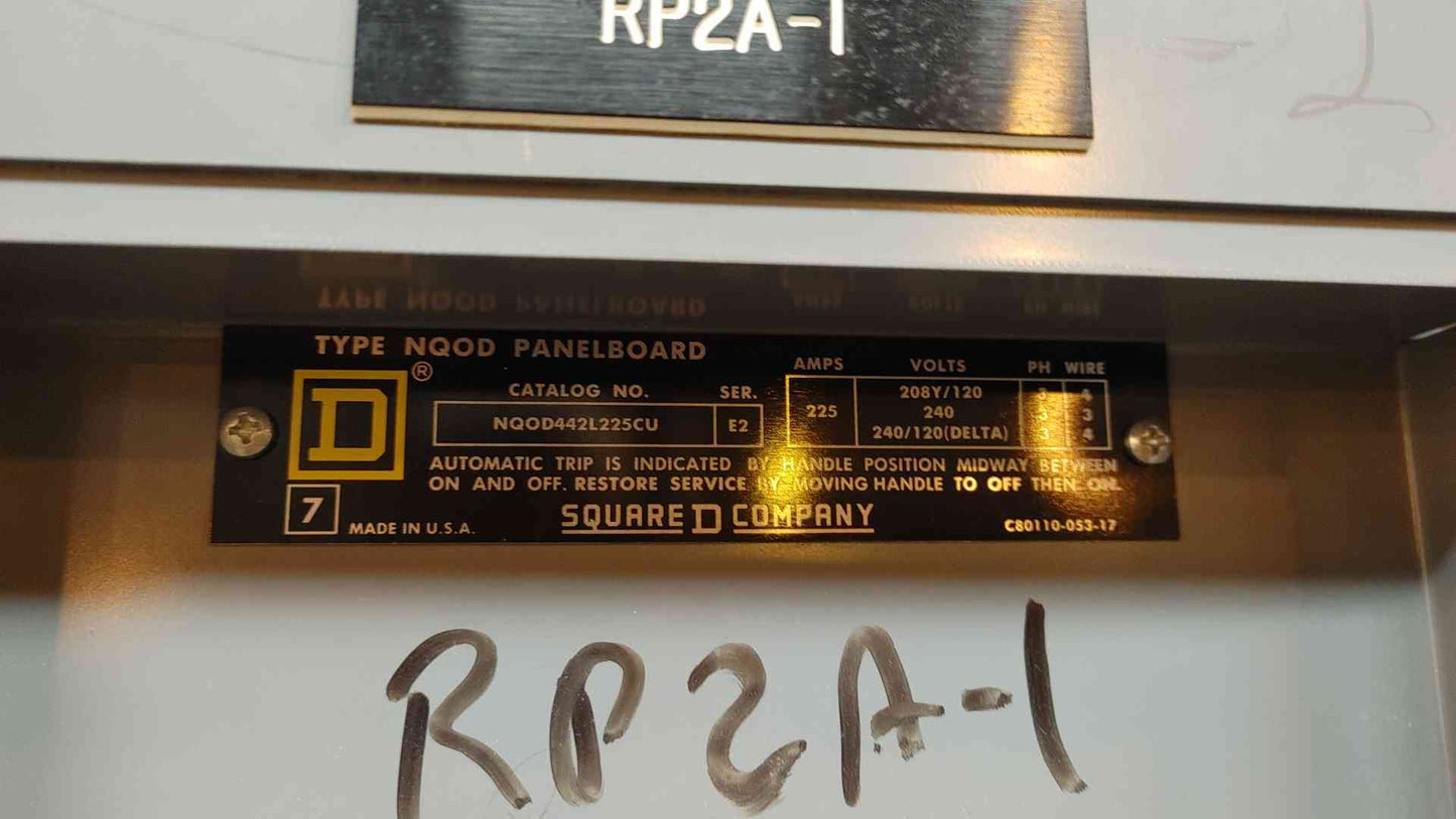 225A Square D NQOD Panelboard 208Y/120V 3PH 4 Wire NQOD442L225CU(103472)