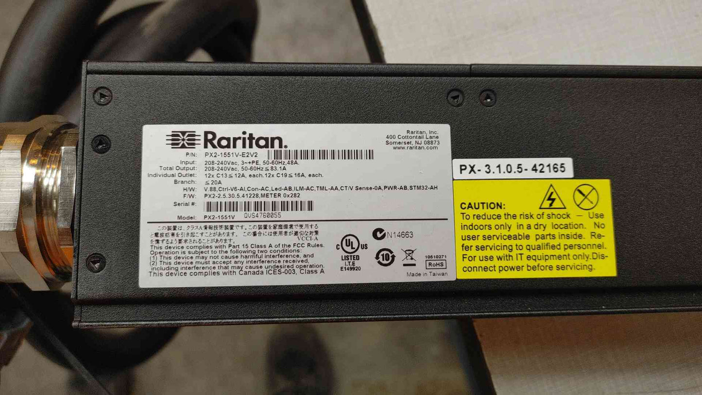 Raritan PDU Strip 208 240VAC 48A PX2(103665)