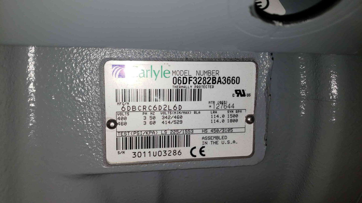 Carlyle Air Compressor 3 Head 06DF3282BA3660 460V 50Hz/60Hz