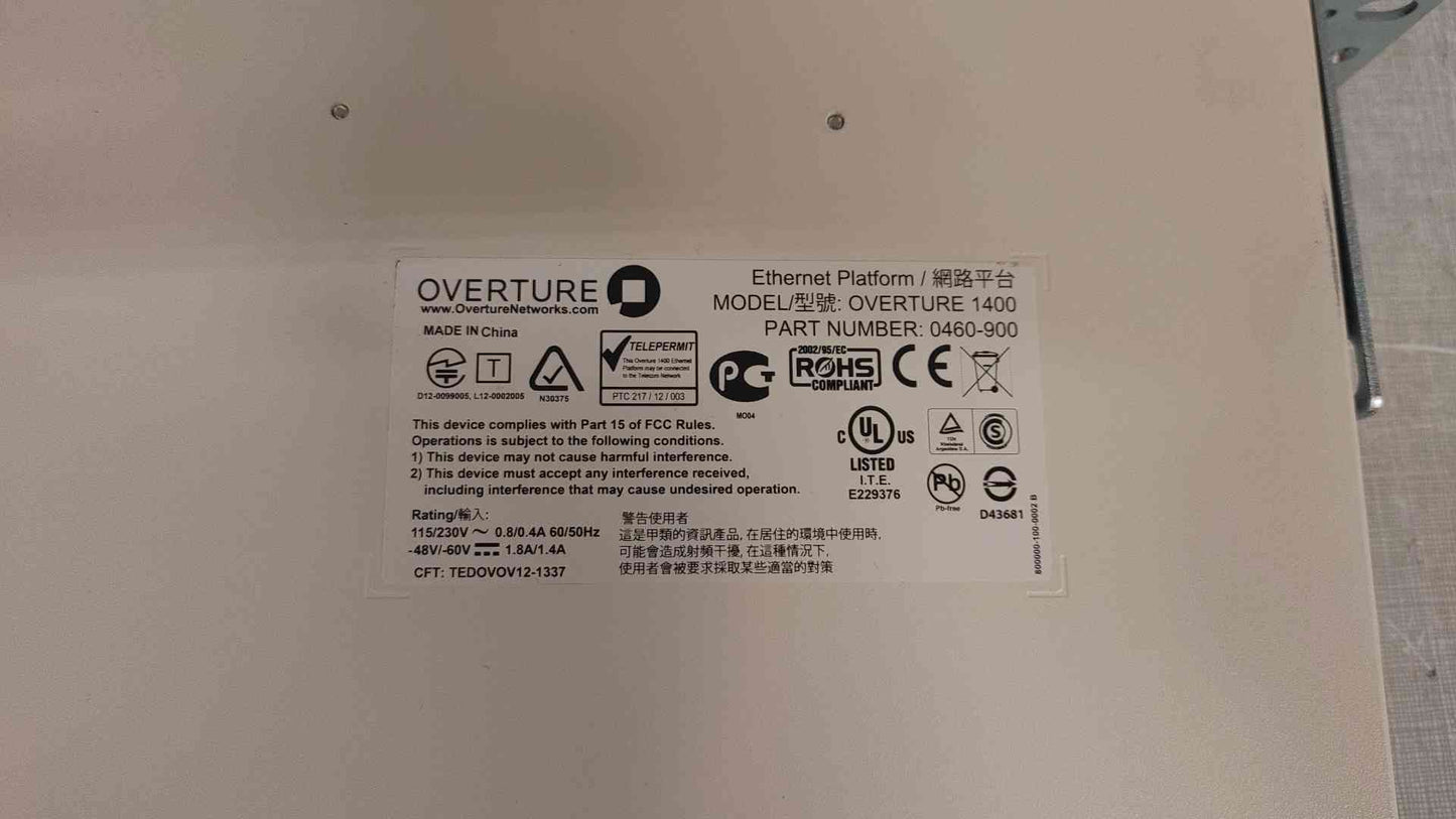 *Pickup Only* Lot of 3 Overture 1400 Ethernet Platform 0460-900(103904)