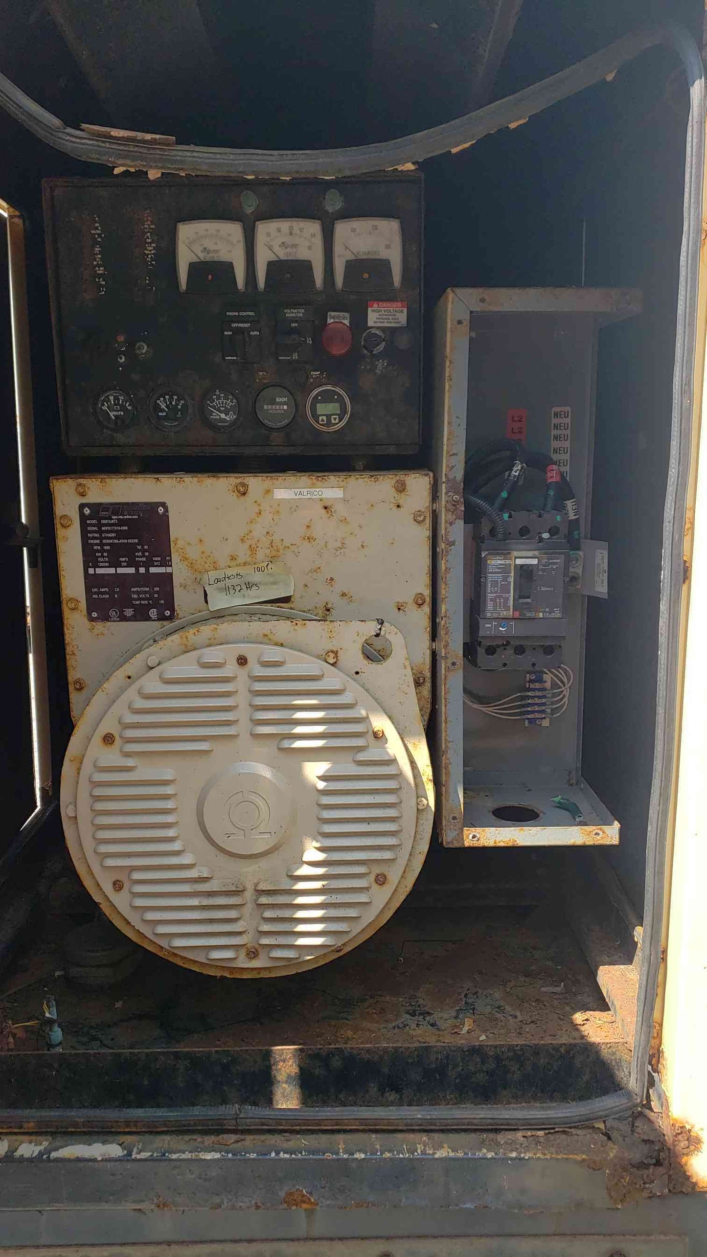 60KW Onsite MTU Diesel Generator 1&3PH 1132Hrs D60FGJ6T3 TESTED(104137)