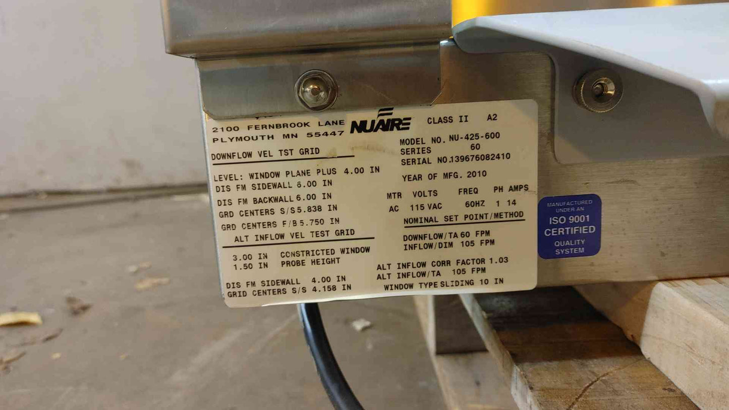 6' LabGard Class 2 Type A2 BSC Biological Safety Cab Stuck Blower(104261)