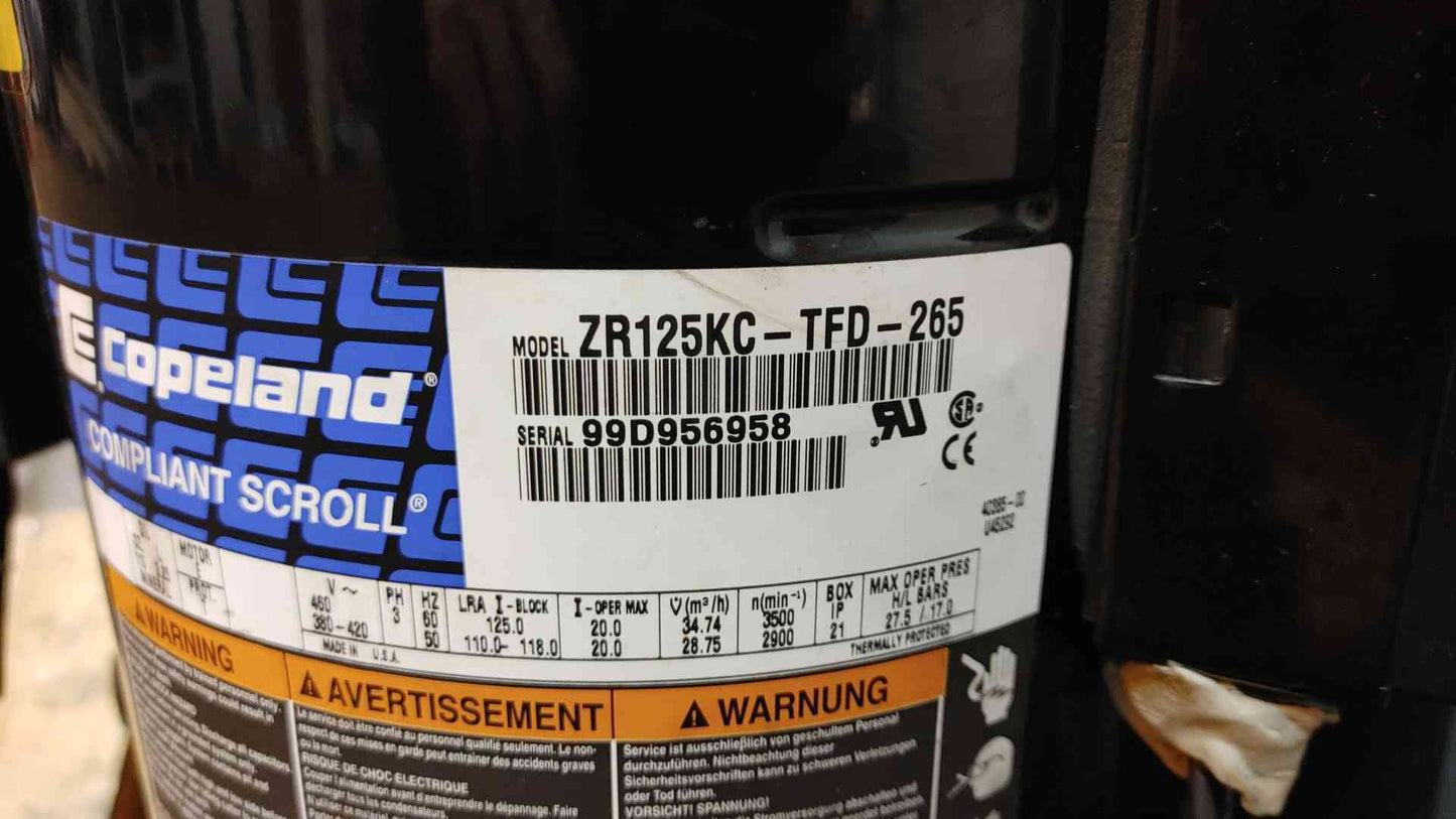 Copeland Scroll Compressor 460V 3PH ZR125KC-TFD-265(104387)