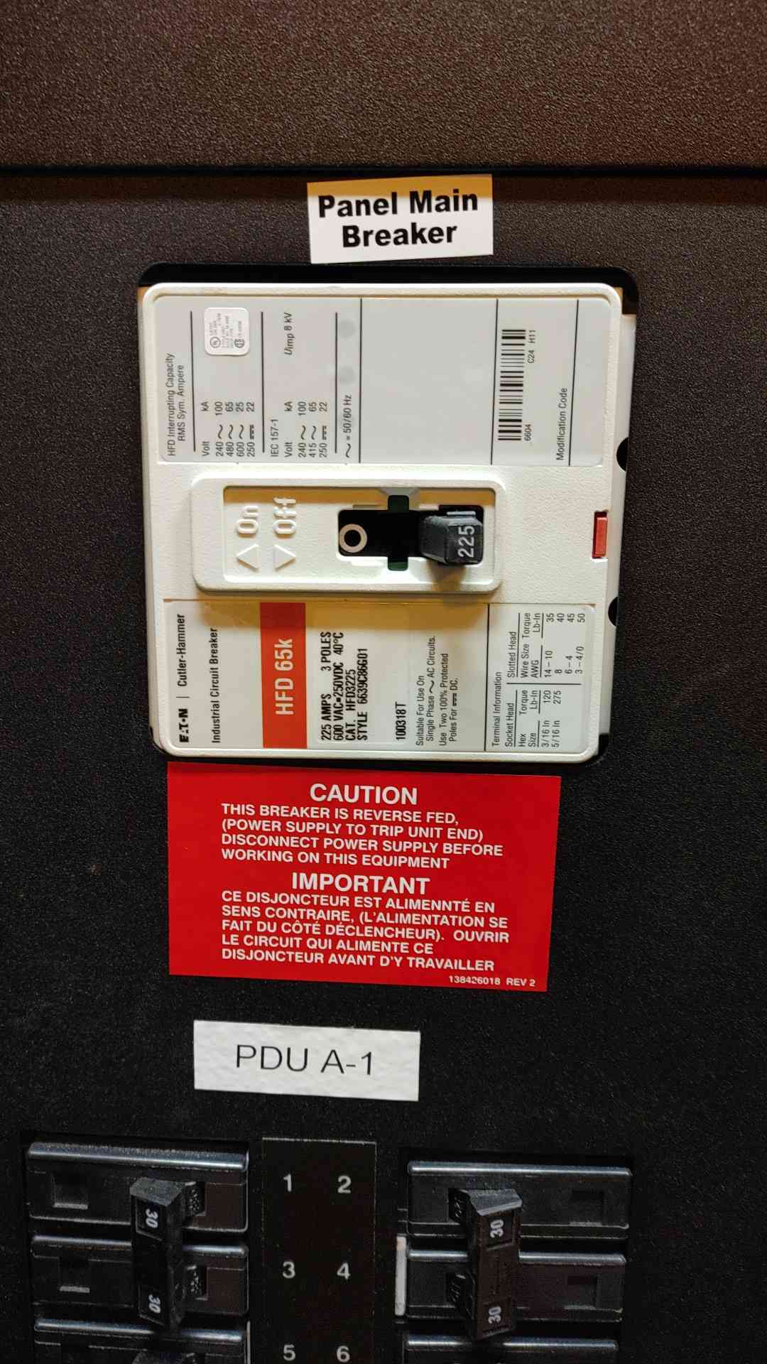 150KVA Eaton PDU-A 480V x 208/120 3PH 4W EE083SXX12 '11(104592)
