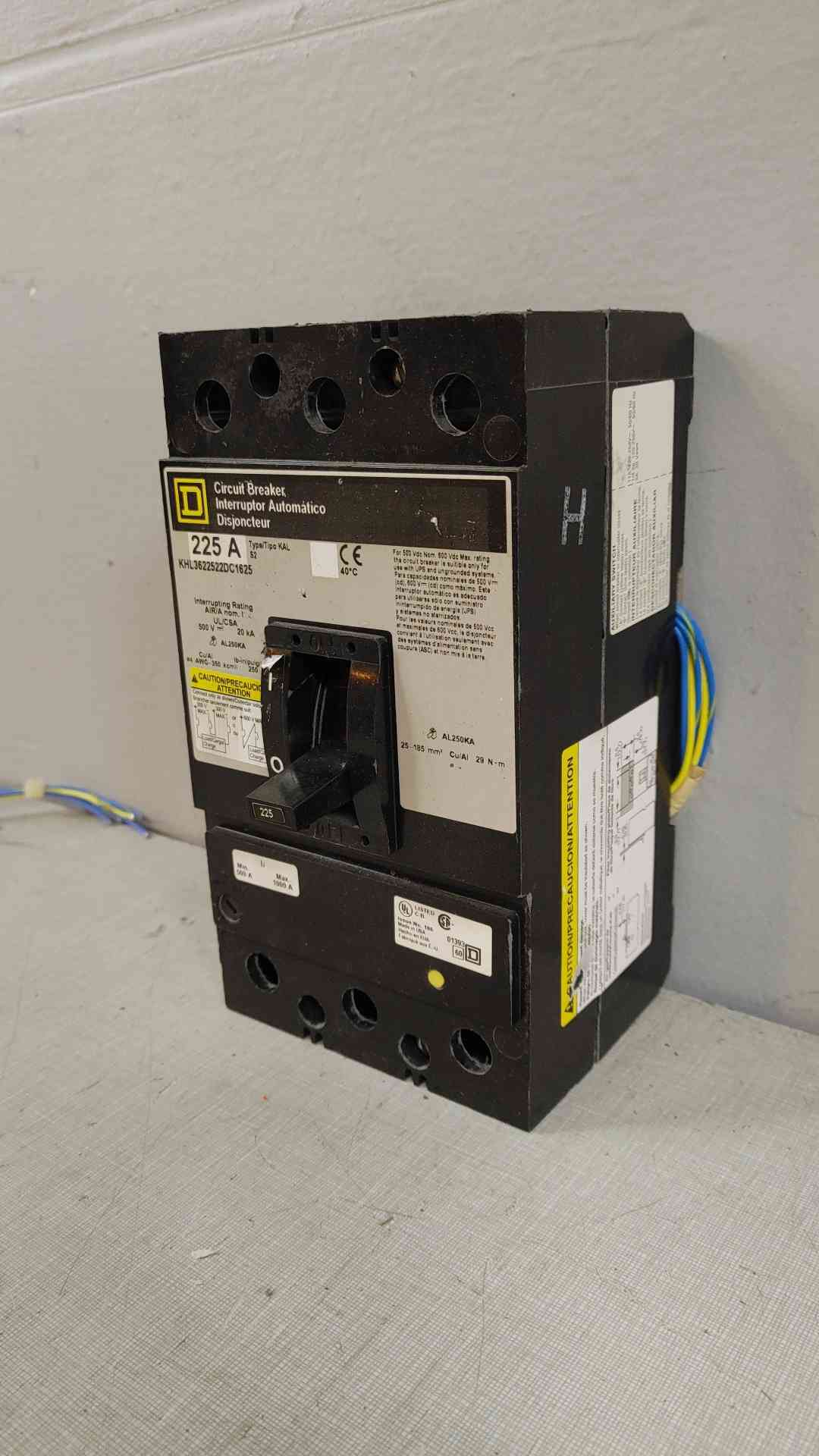Square D 225A 3 Pole Circuit Breaker 500V KHL3622522DC1625(104616)