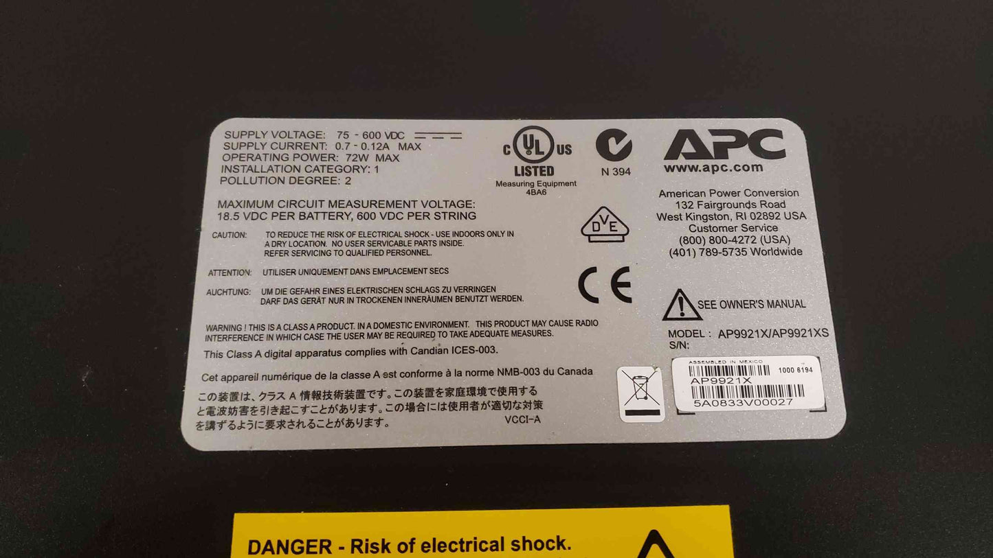 APC Battery Management 75-600 VDC AP9921X(104619)
