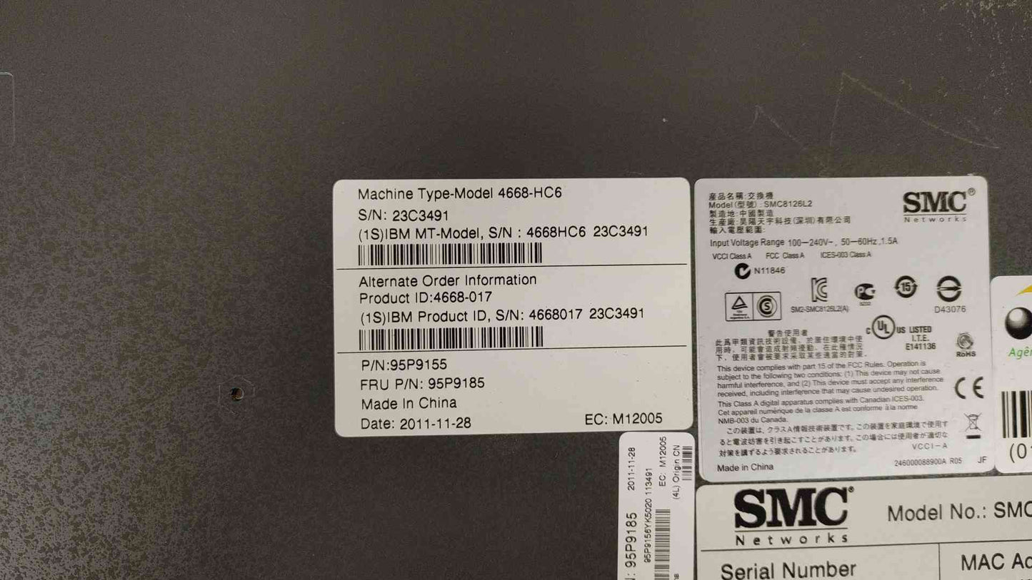*Pickup Only* SMC Network Switch 100-240V 1.5A SMC8126L2 IBM(104696)