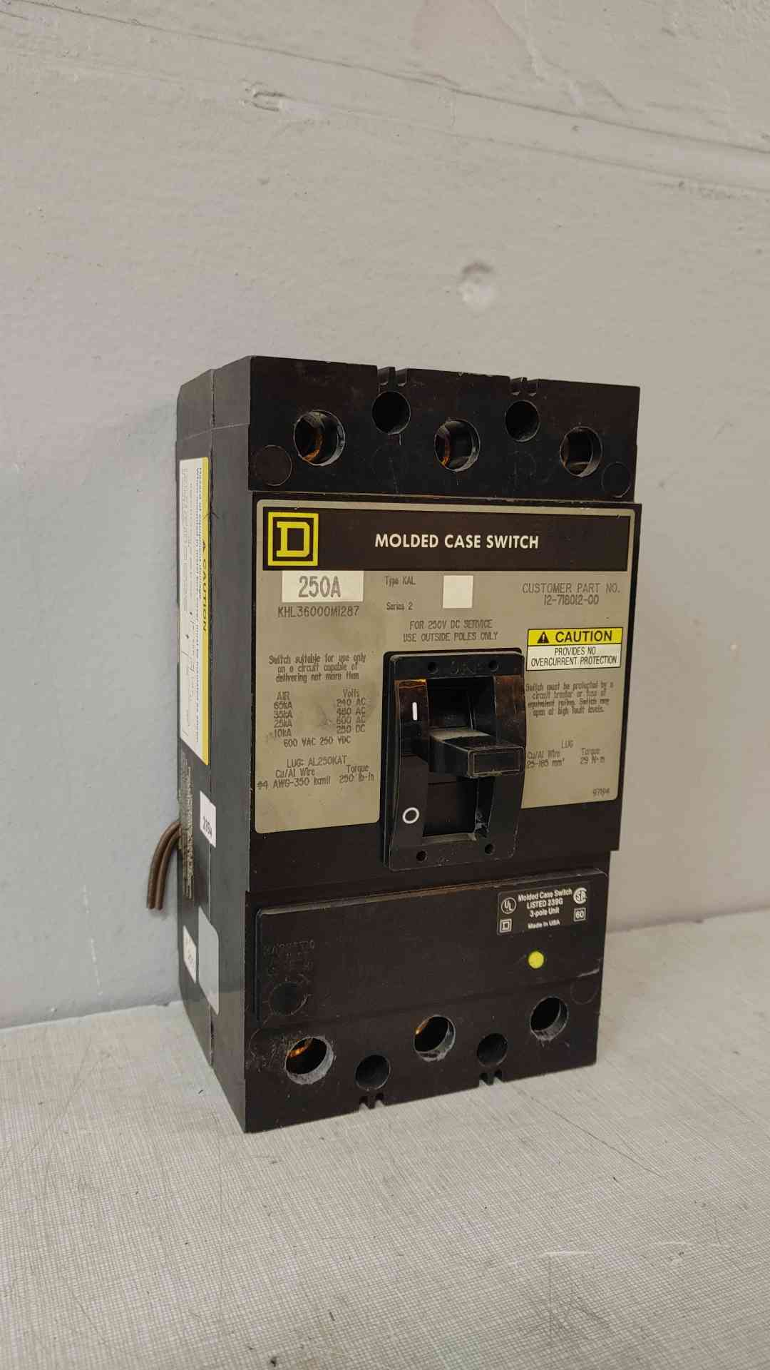 Square D 250A 3 Pole Molded Case Switch KHL36000MI287(104728)