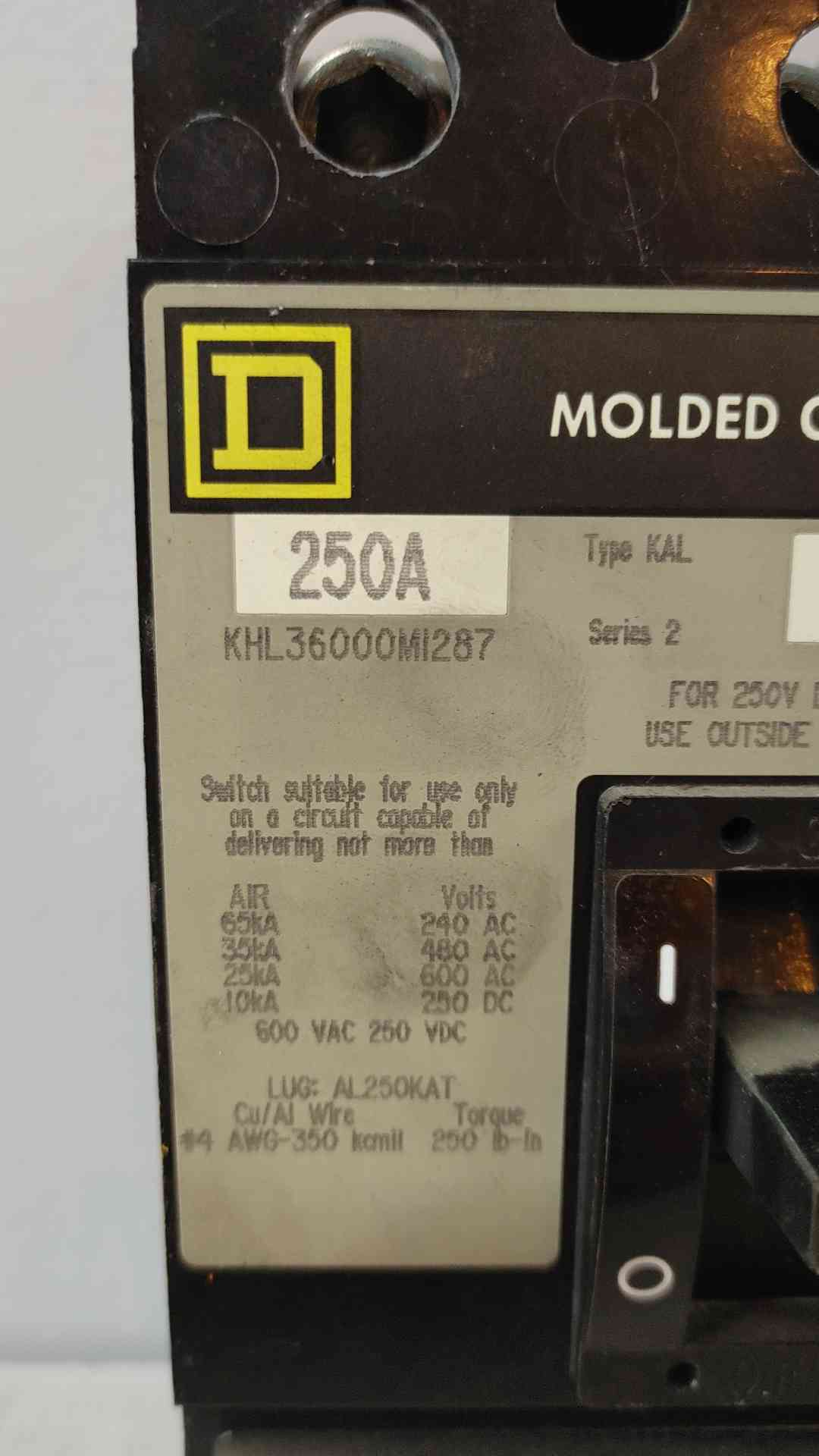 Square D 250A 3 Pole Molded Case Switch KHL36000MI287(104728)