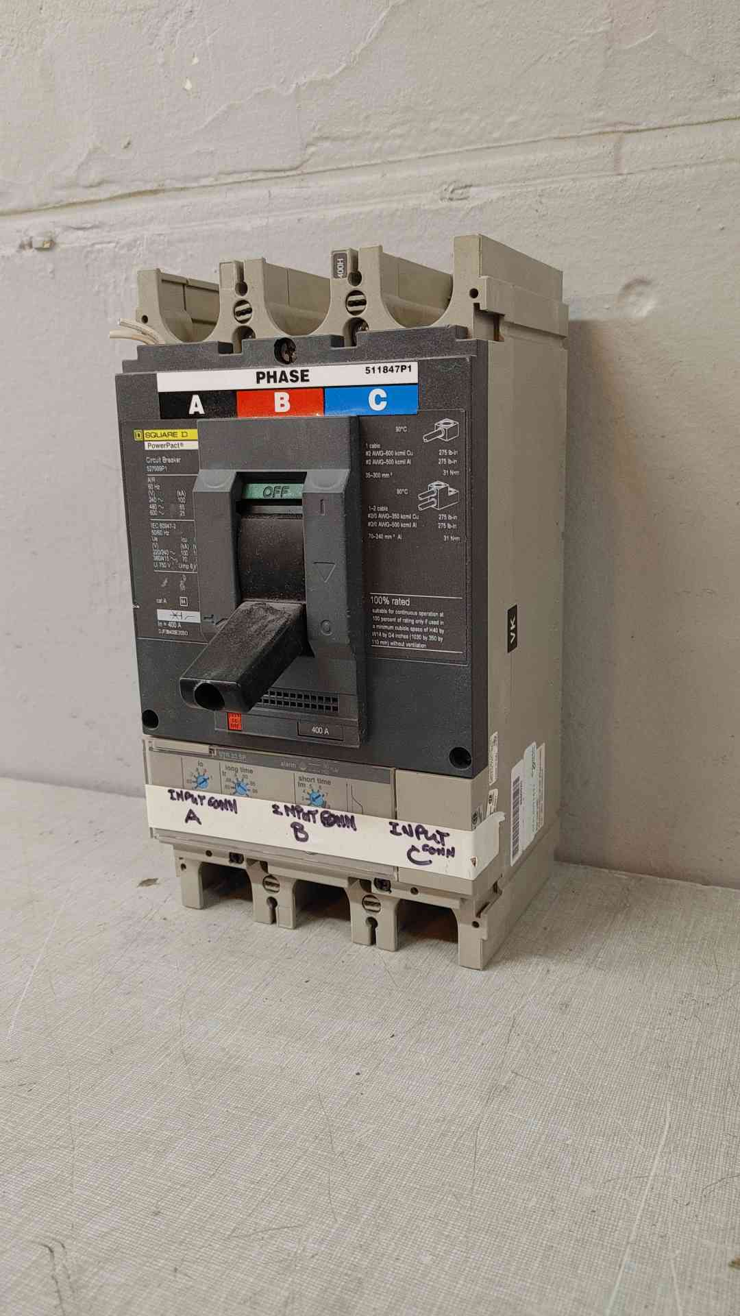 Square D PowerPact 400A 3 Pole Circuit Breaker 25KA 600V 527999P1(104738)