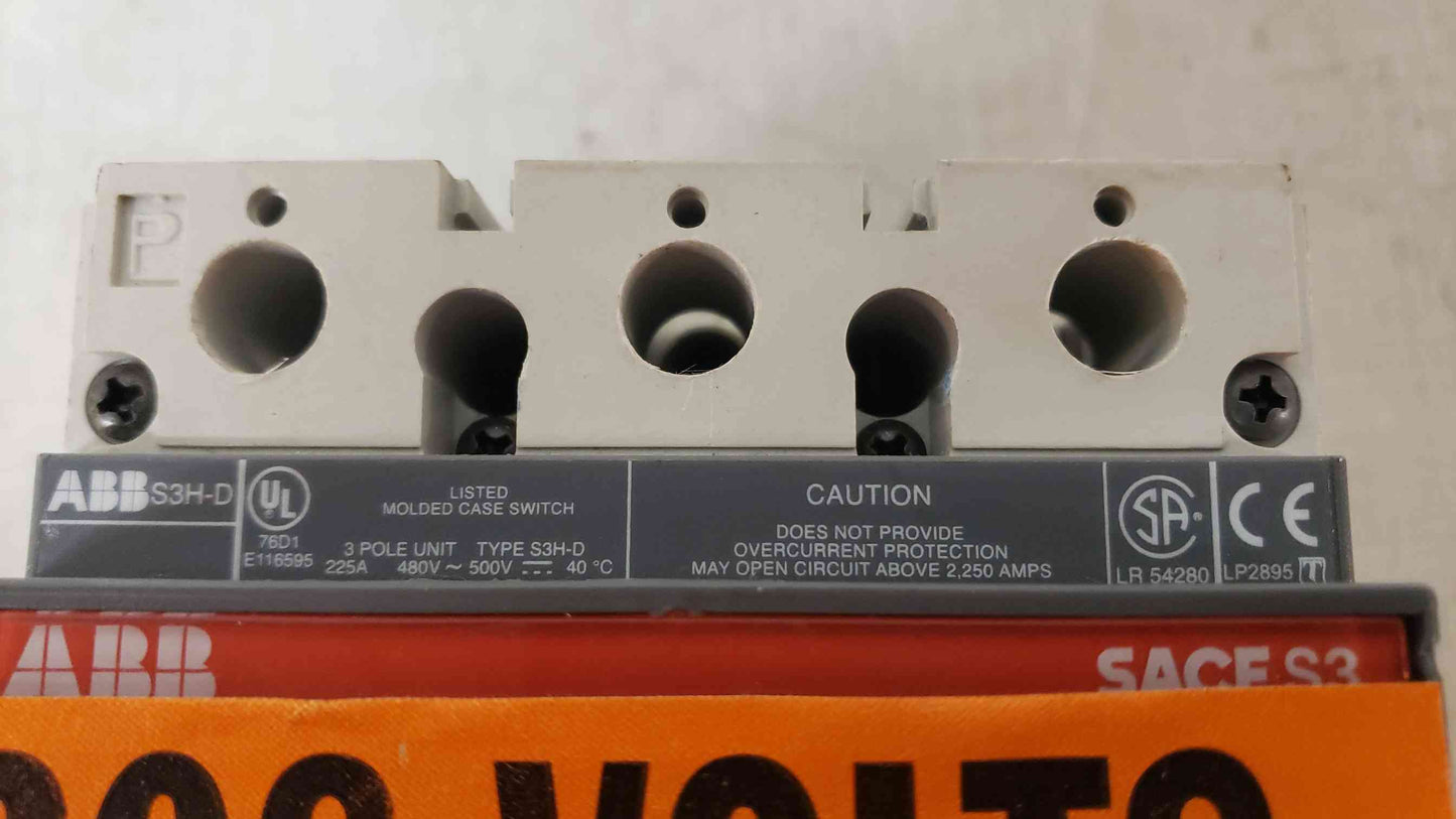 ABB SACE S3 225A 3 Pole Breaker OM-1374(104774)