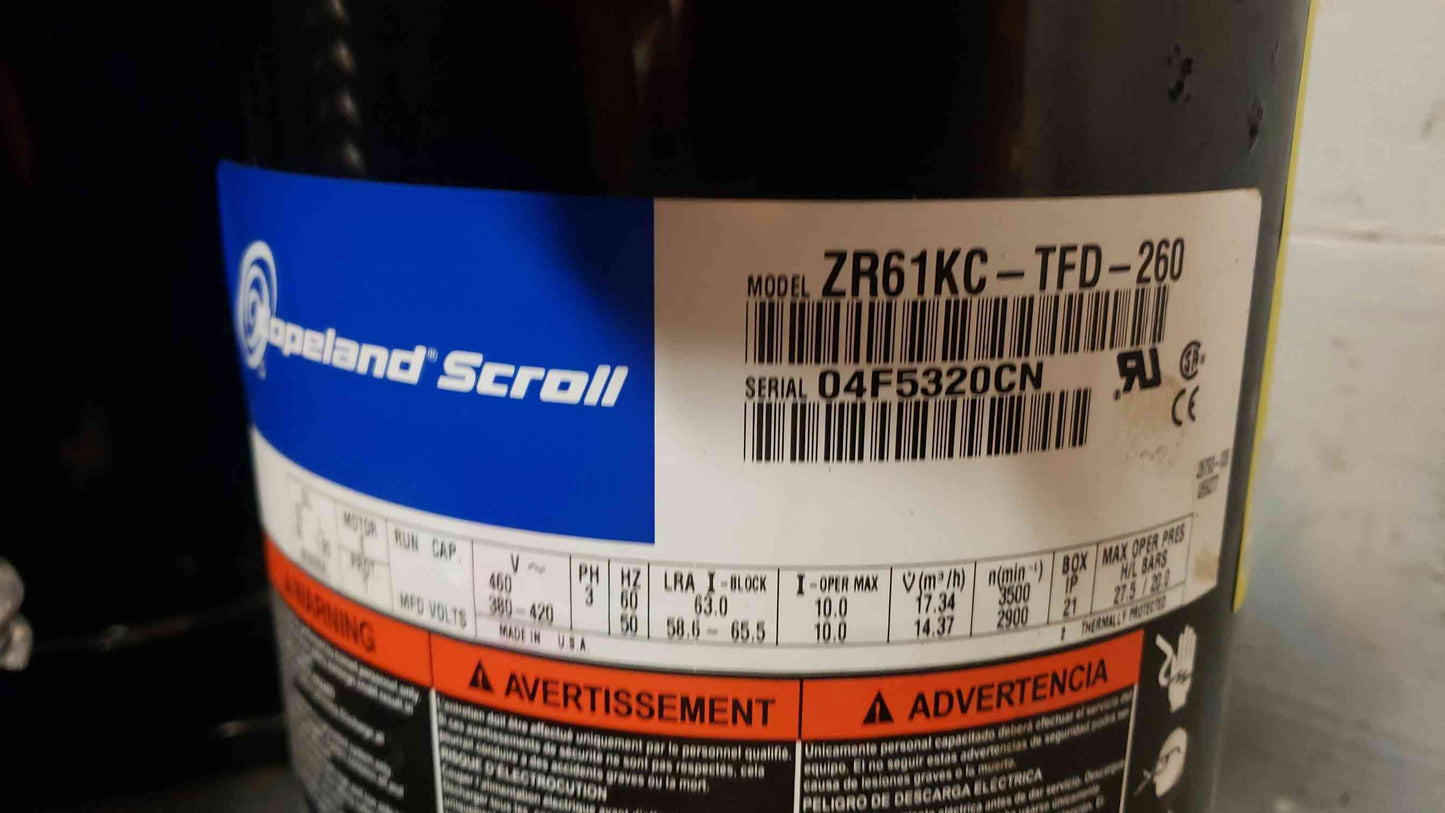 Copeland Scroll 3PH ZR61KC-TFD-260 Air Compressor