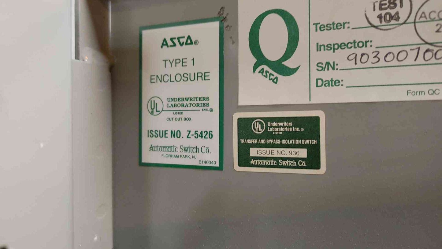ASCO ATS Bypass Switch 150A 480/277V Z-5426 ATS 962 Series