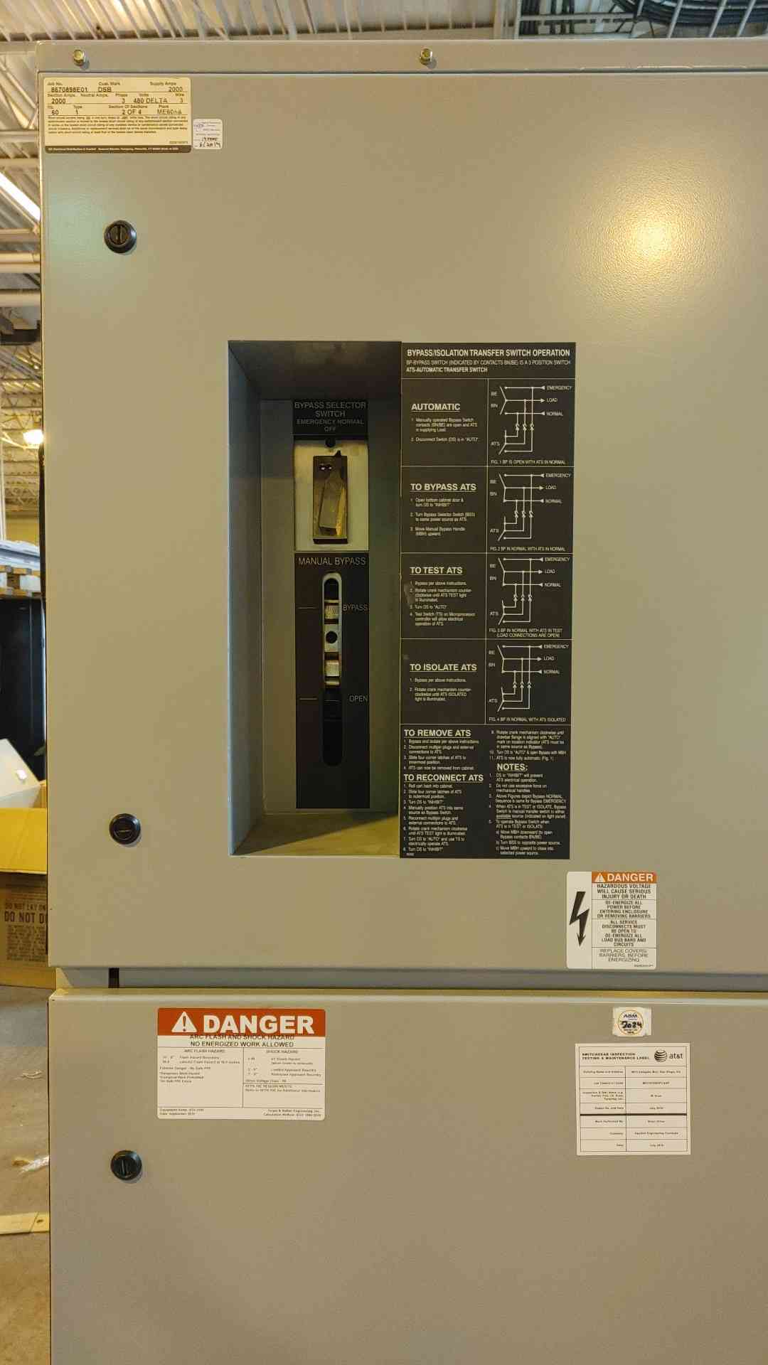 2000A 2500A GE Zenith ATS 480V 3Ph 3W Automatic Transfer Switch-92101