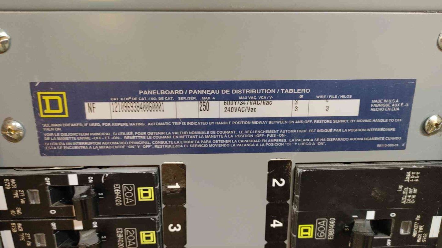 Square D NF Panelboard 250A 600Y/240VAC 3PH 4W 12109693840060001
