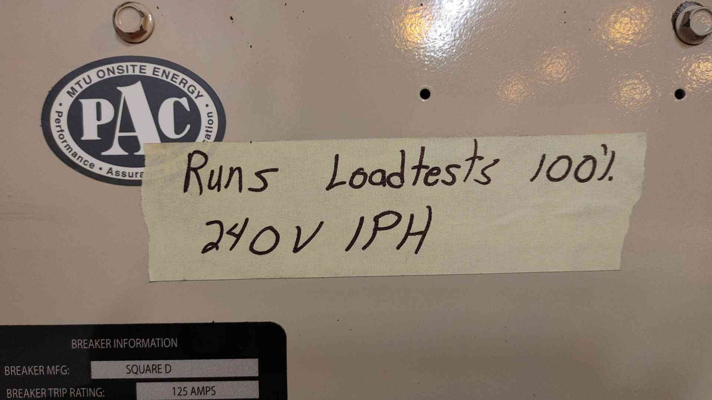 30KW MTU John Deere Diesel 4024 Generator 1PH 321Hrs D30FGJT4 TESTED