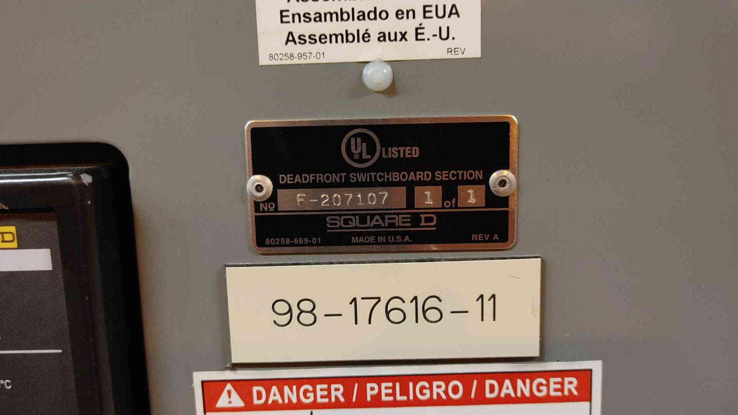 Square D QED Power Style Switchboard 2000A Disconnect PAF362000DC1226