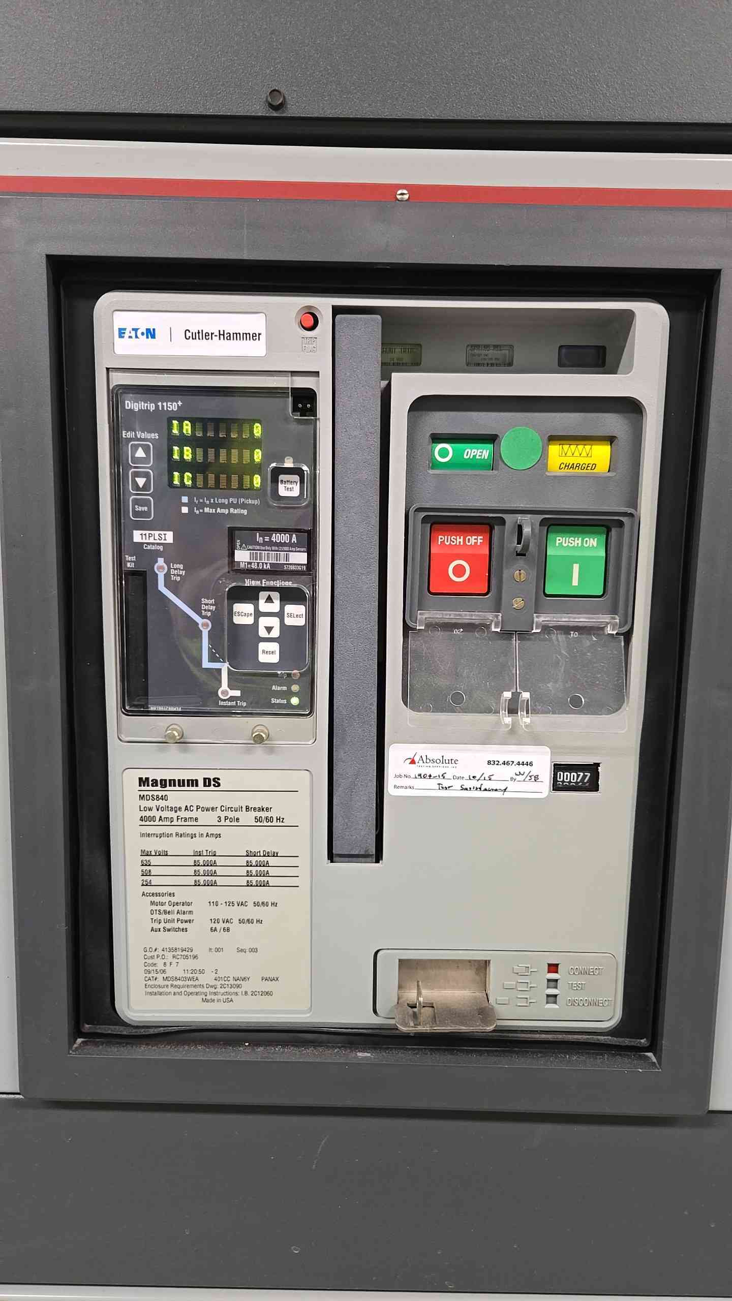 4000A Cutler Hammer Switchgear Transformer & Sys Bypass 7 Section MDS840 MDS816 (107636)