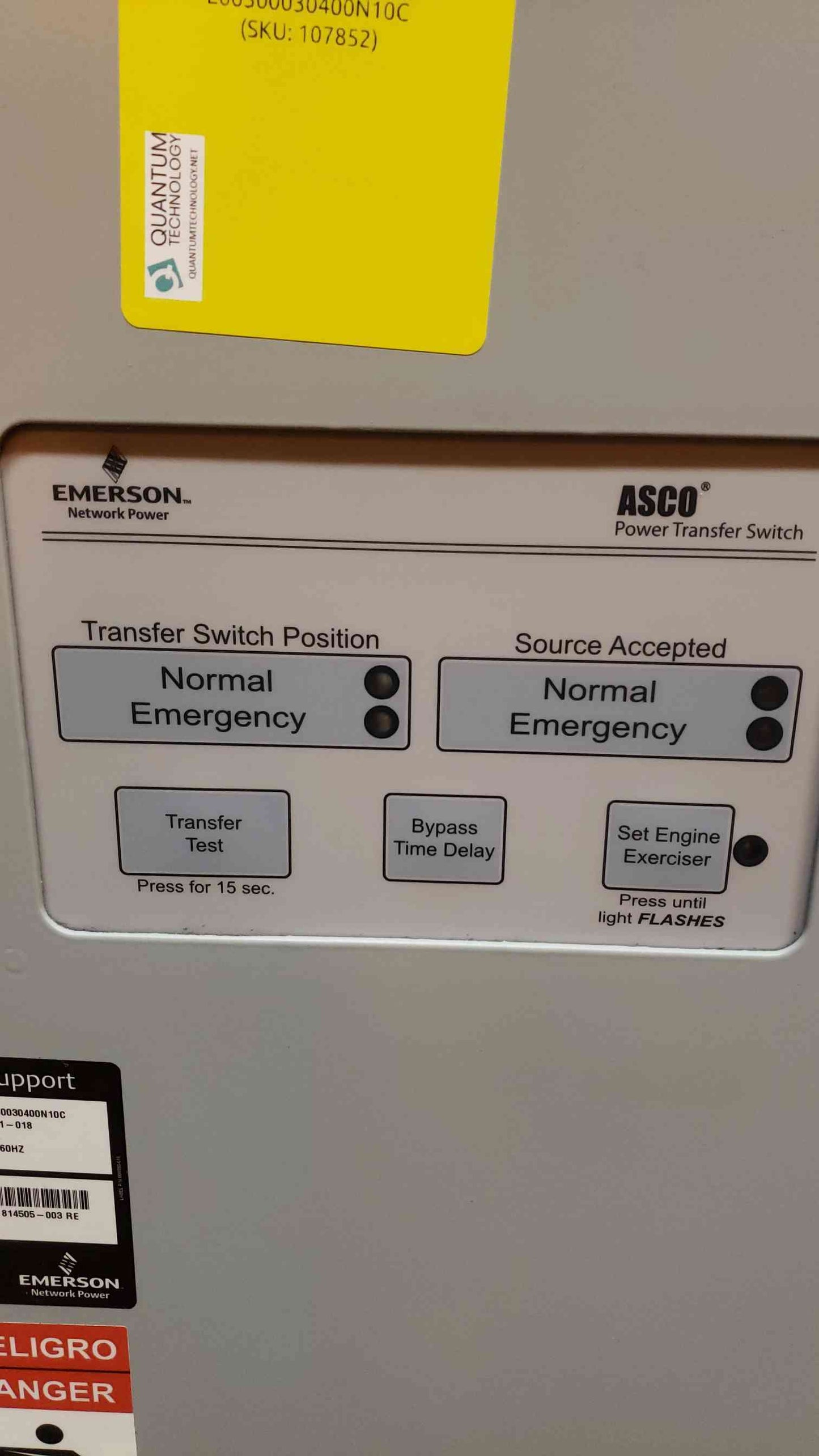 Emerson ASCO ATS 400A 480V E00300030400N10C (SKU: 107852)