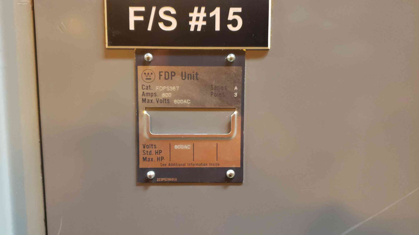 Westinghouse 1600A FDP 208Y/120 3PH 4W Switchboard 2 Section 15 Breaker (SKU: 107899)
