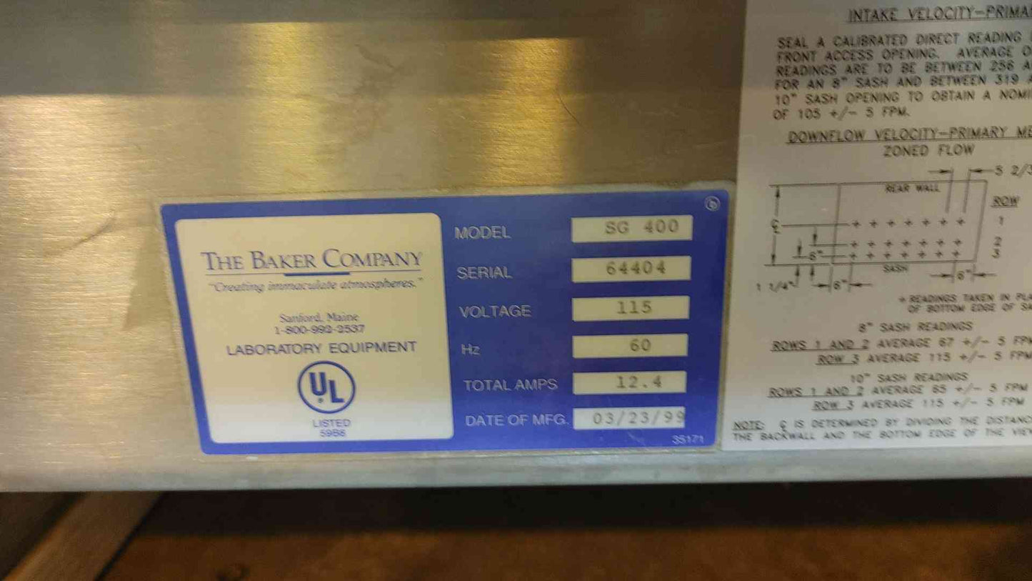The Baker Company SterilGard 2 Fume Hood 115V SG400 No Filter