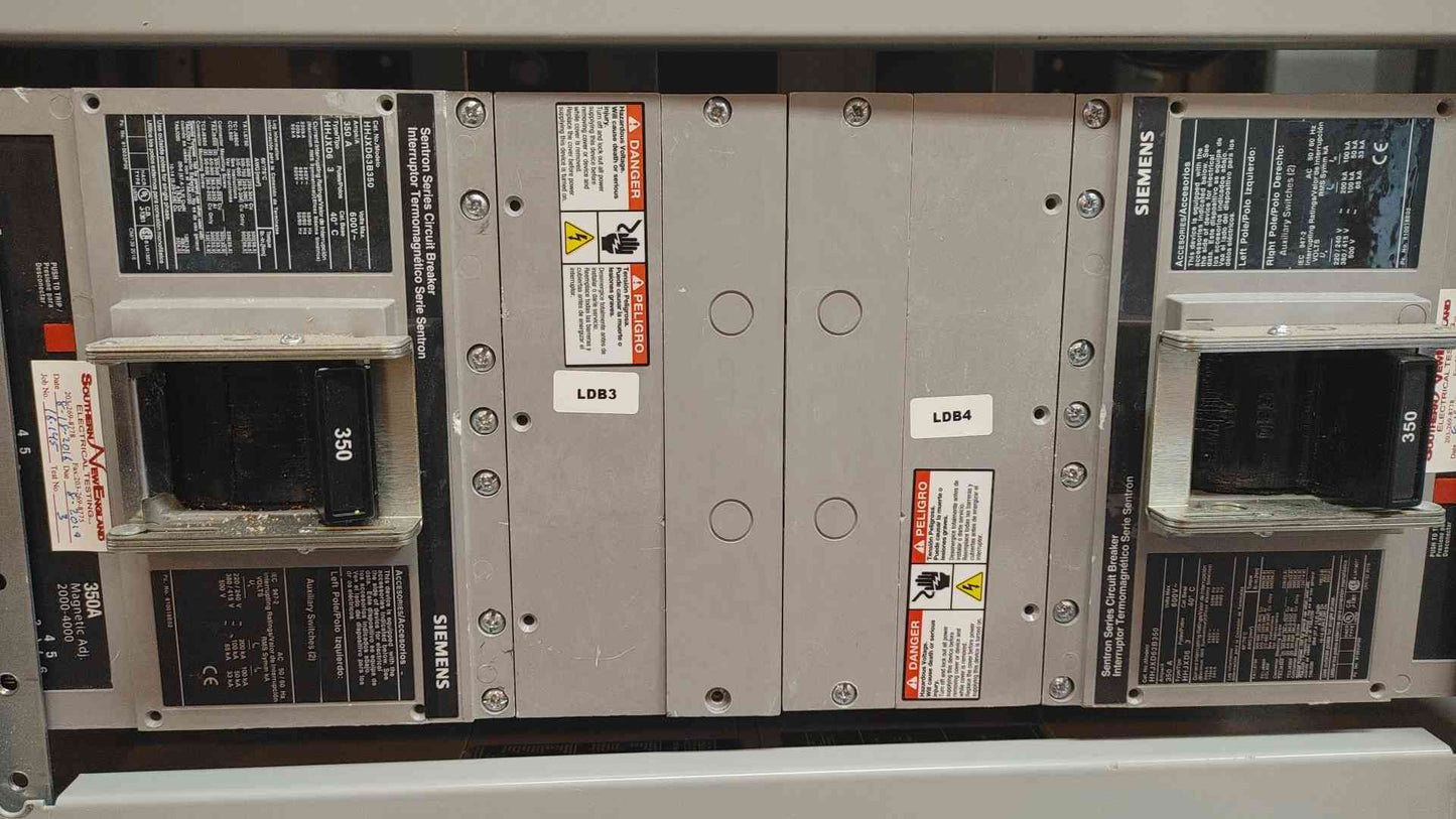 800A Siemens 2 Section Switchboard 480Y/277V 4W 2x 800A Main & 10x 350A Distribution