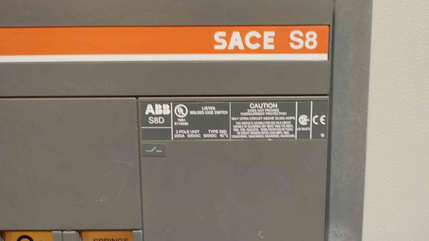 ABB Battery Disconnect Switch 2500A 3 Pole 600VAC 600VDC S8D (108181)