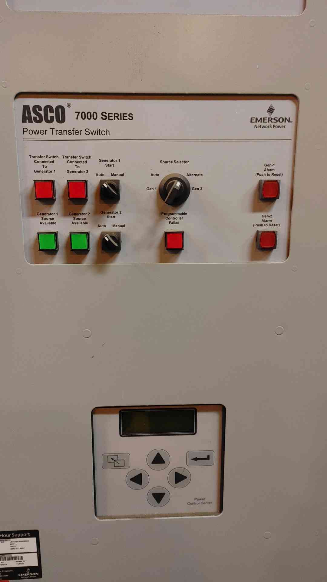 ASCO 7000 Series ATS Transfer Switch 600A 480V 3PH J07ATSB30600N5XC