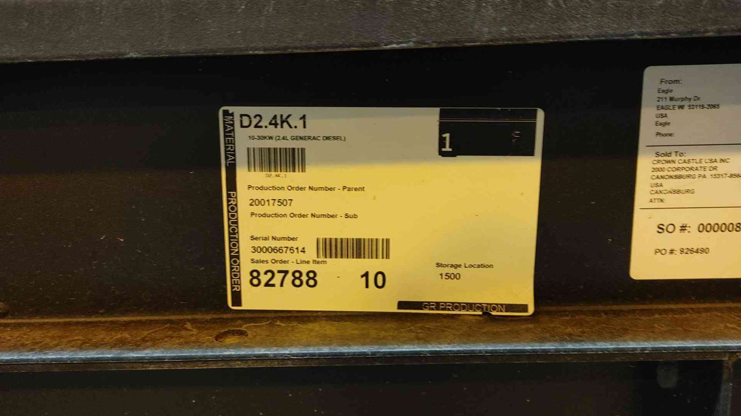 15KW Generac Generator 120/240V 1PH 168Hrs Diesel SD15 LOAD TESTED (108311)