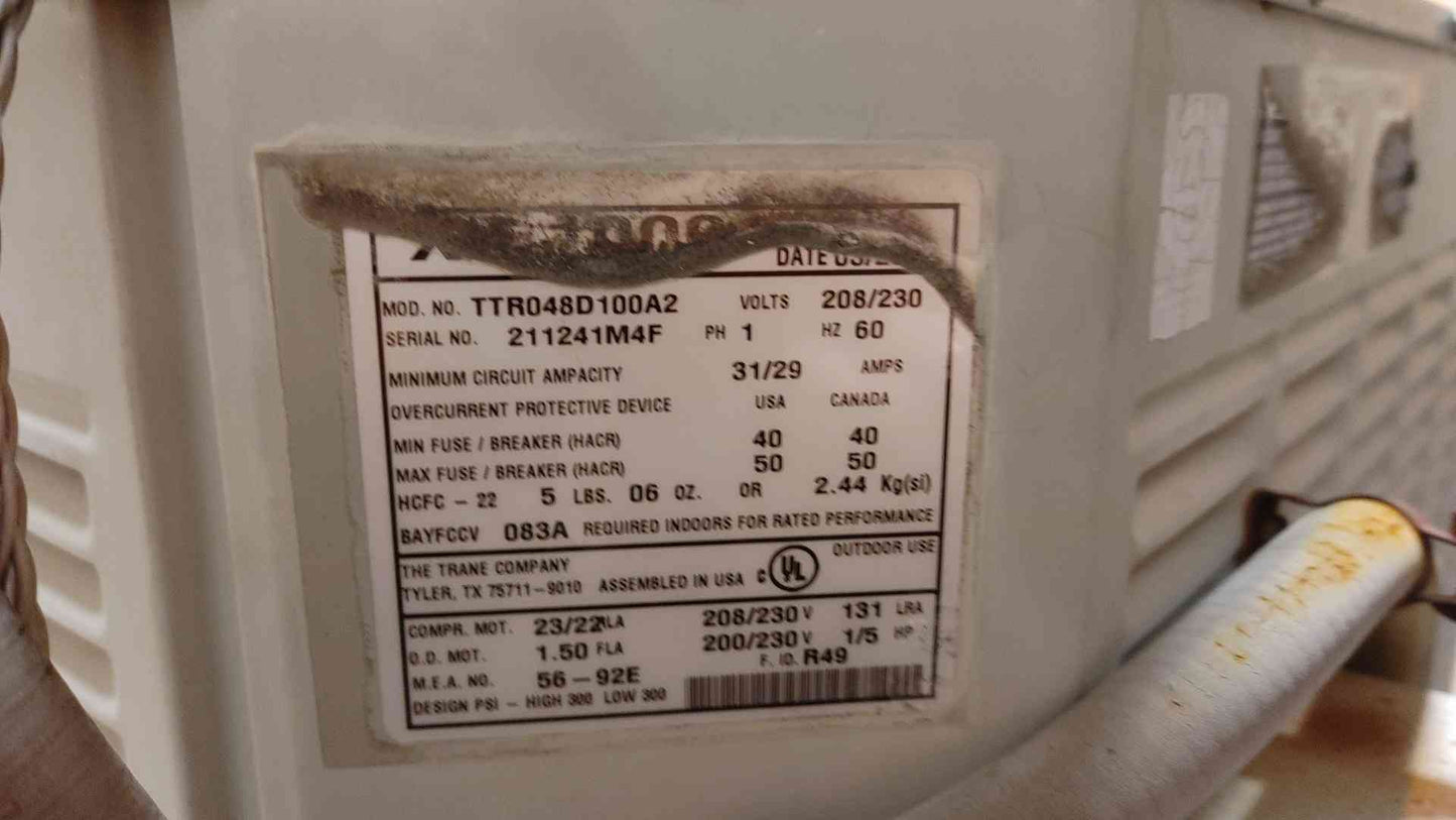 Trane XE1100 Outdoor High-Efficiency AC 208/230V 1PH TTR048D100A2 (108376)